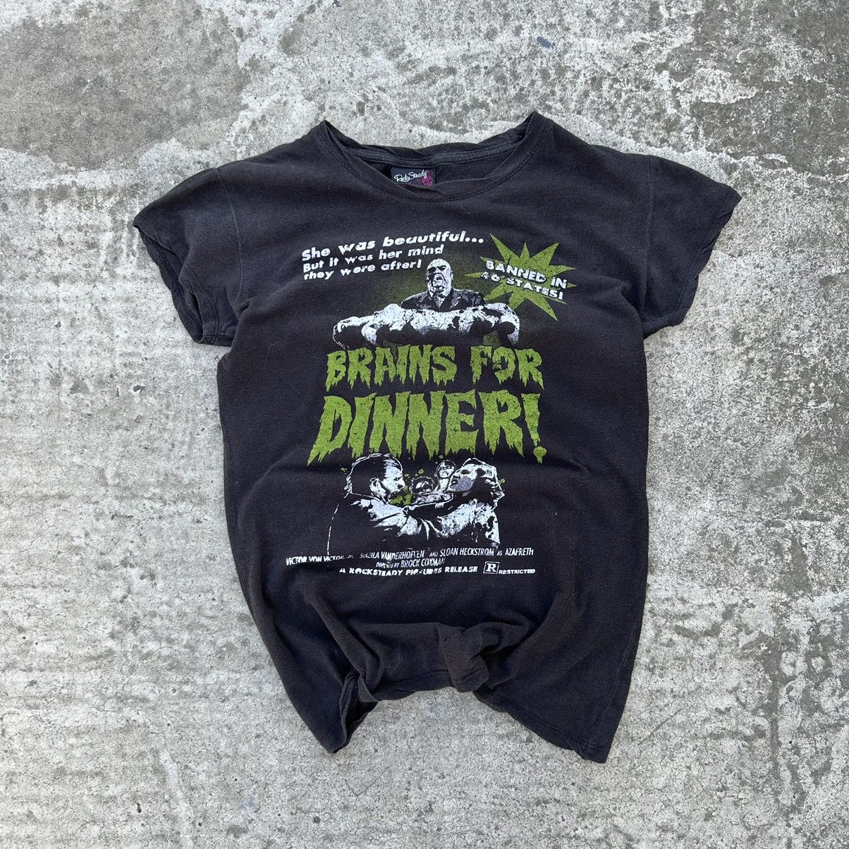 Band Tees × Vintage Vintage T-shirts Brains For Diner Big Logo Distressed Y2K Size L / US 10 / IT 46 - 2 Thumbnail
