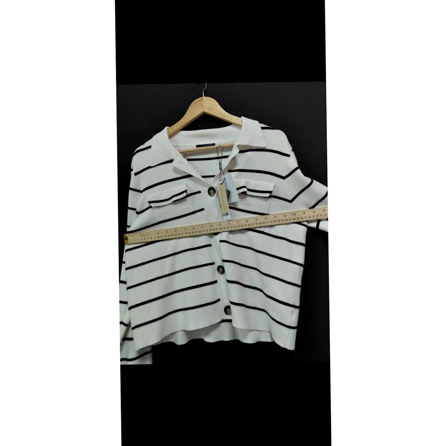 Ann Taylor NWT Ann Taylor Striped Cardigan White Black Knit Button-Up Long Sleeve Size M Women Mens Girls Size M / US 6-8 / IT 42-44 - 5 Thumbnail