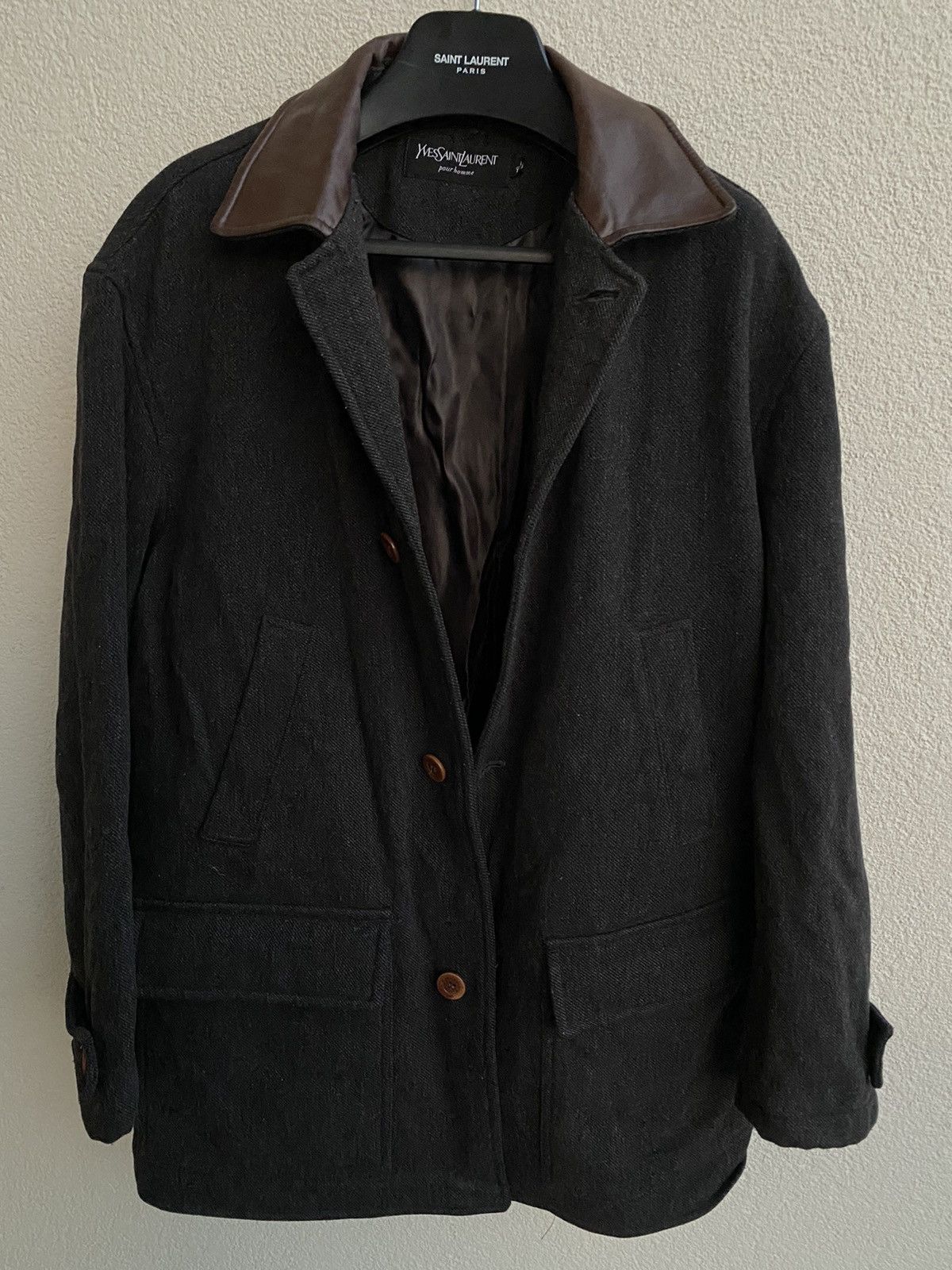 90s Wool YSL Coat YSL Jacket Leather