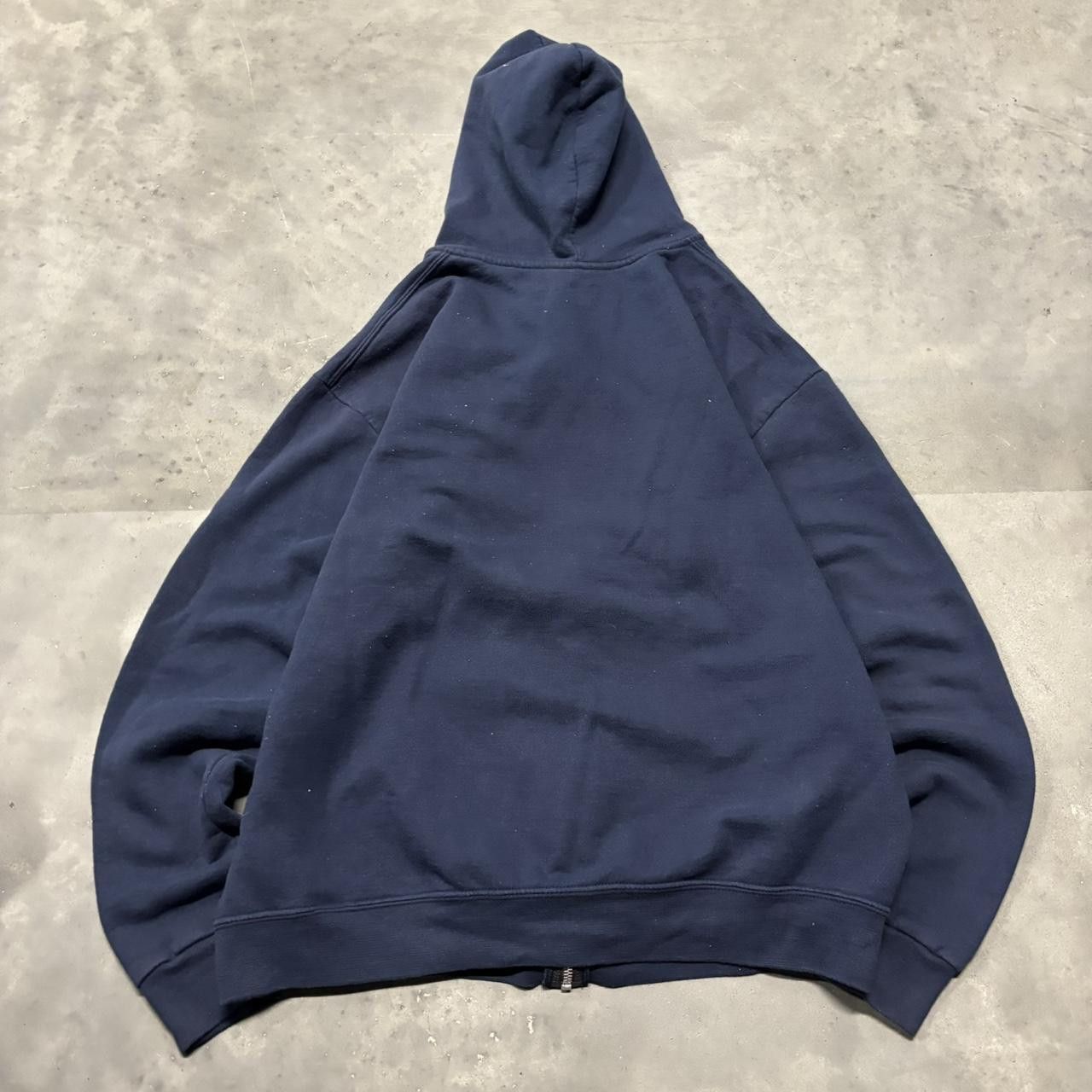 Japanese Brand × Vintage Crazy Vintage Y2K/2000s Navy Blue Blank Russell Style Essential Zip Up Hoodie! Size US L / EU 52-54 / 3 - 7 Thumbnail