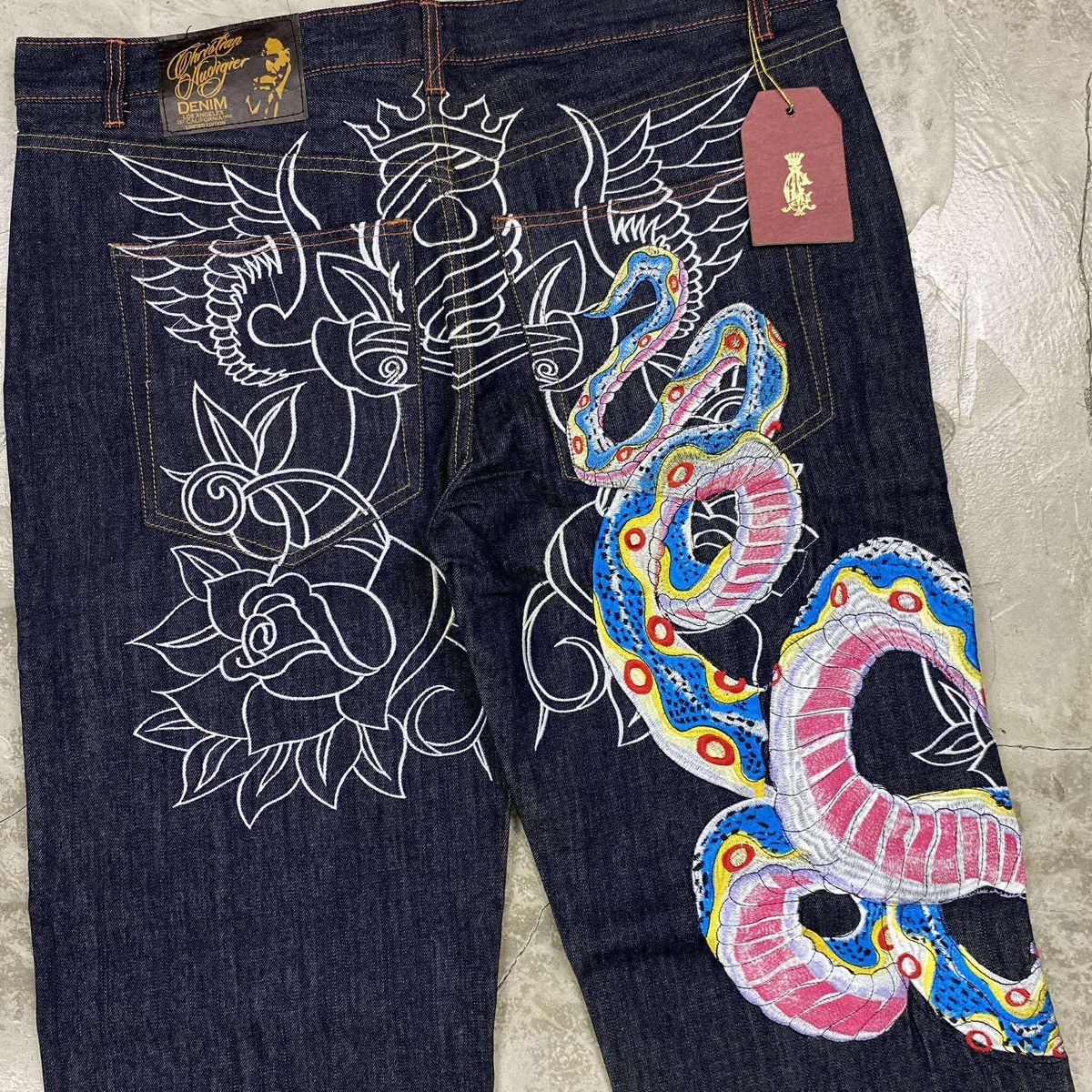 Ed Hardy Rare 2001 Snake Serpent Christian Audigier Jeans Size US 44 / EU 60 - 3 Thumbnail