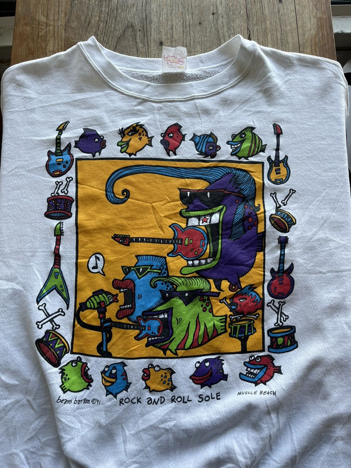 Vintage Vtg Rock and Roll Sole Artwork 91’s Design by Beans Barton Size US XL / EU 56 / 4 - 2 Thumbnail