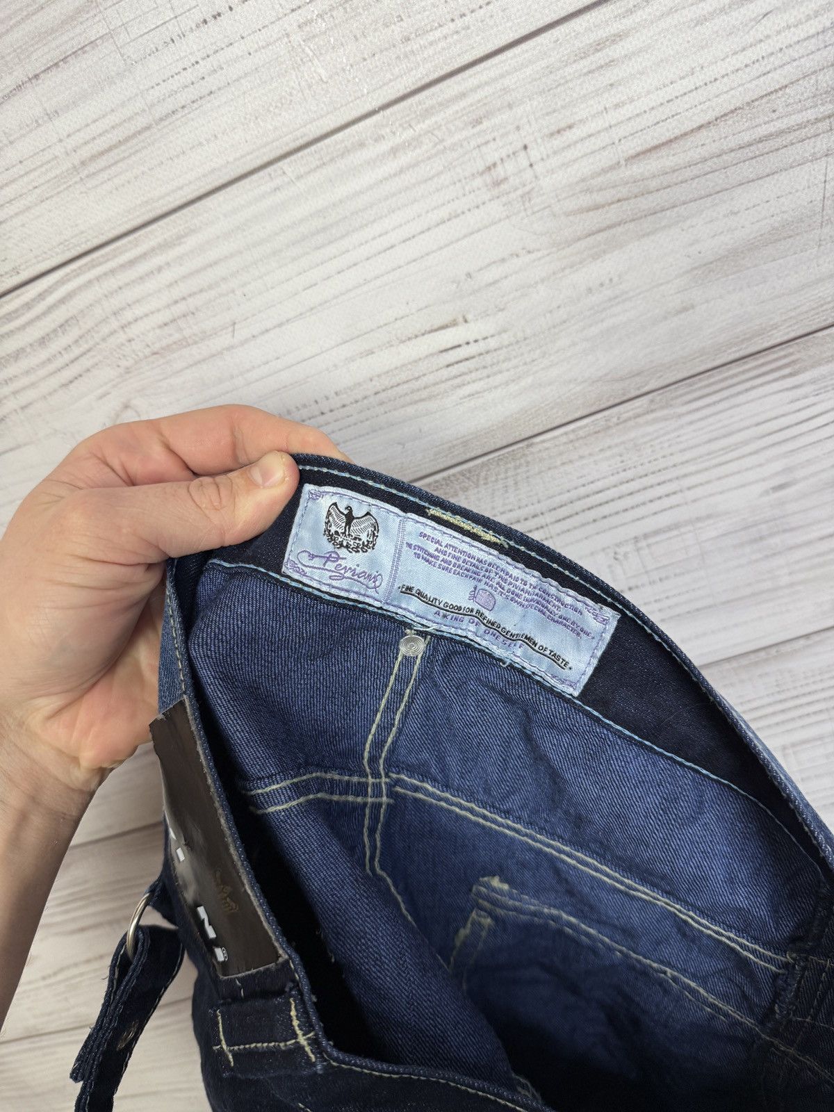 Other Archive Y2K Distressed Heavy Stitch Flare Jeans Dark Wash Size US 38 / EU 54 - 12 Thumbnail