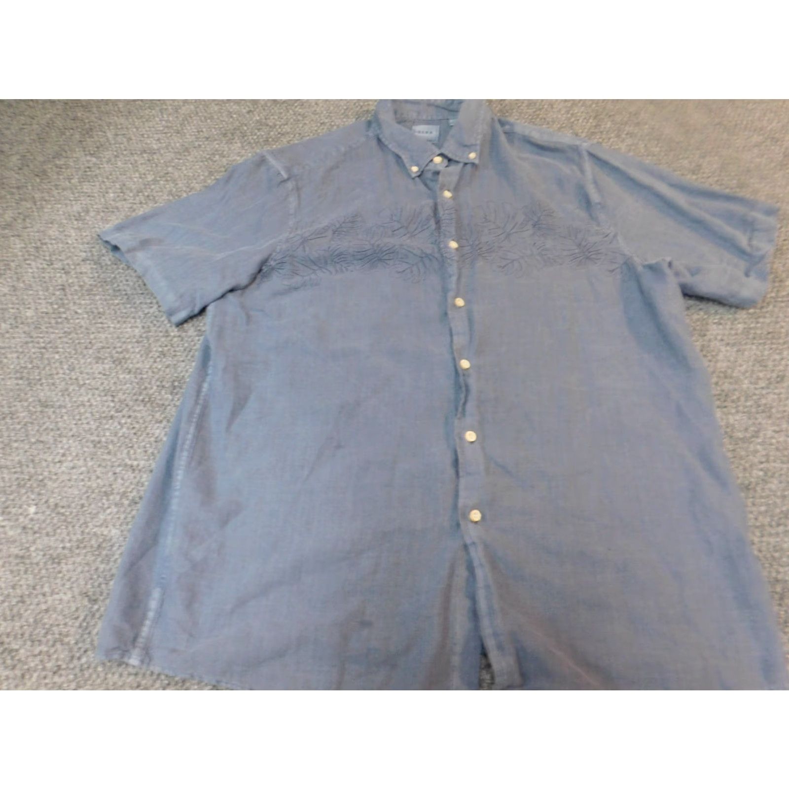 Vintage Rowm Mens Shirt Large Blue Floral Print Casual Button Down Short Sleeve Cotton Knit Button-Up Collar-Down Regular Mens Size US L / EU 52-54 / 3 - 2 Thumbnail