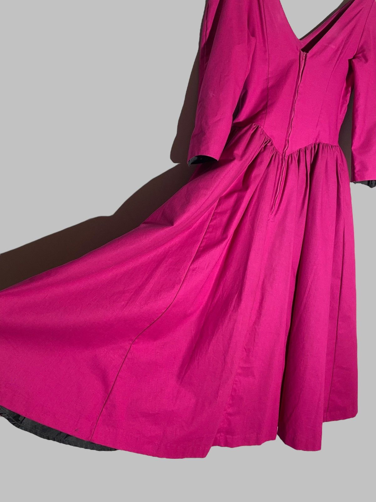 Laura Ashley Vintage 70s 80s Laura Ashley Deep Pink Puff Sleeve Dress Size M / US 6-8 / IT 42-44 - 20 Thumbnail