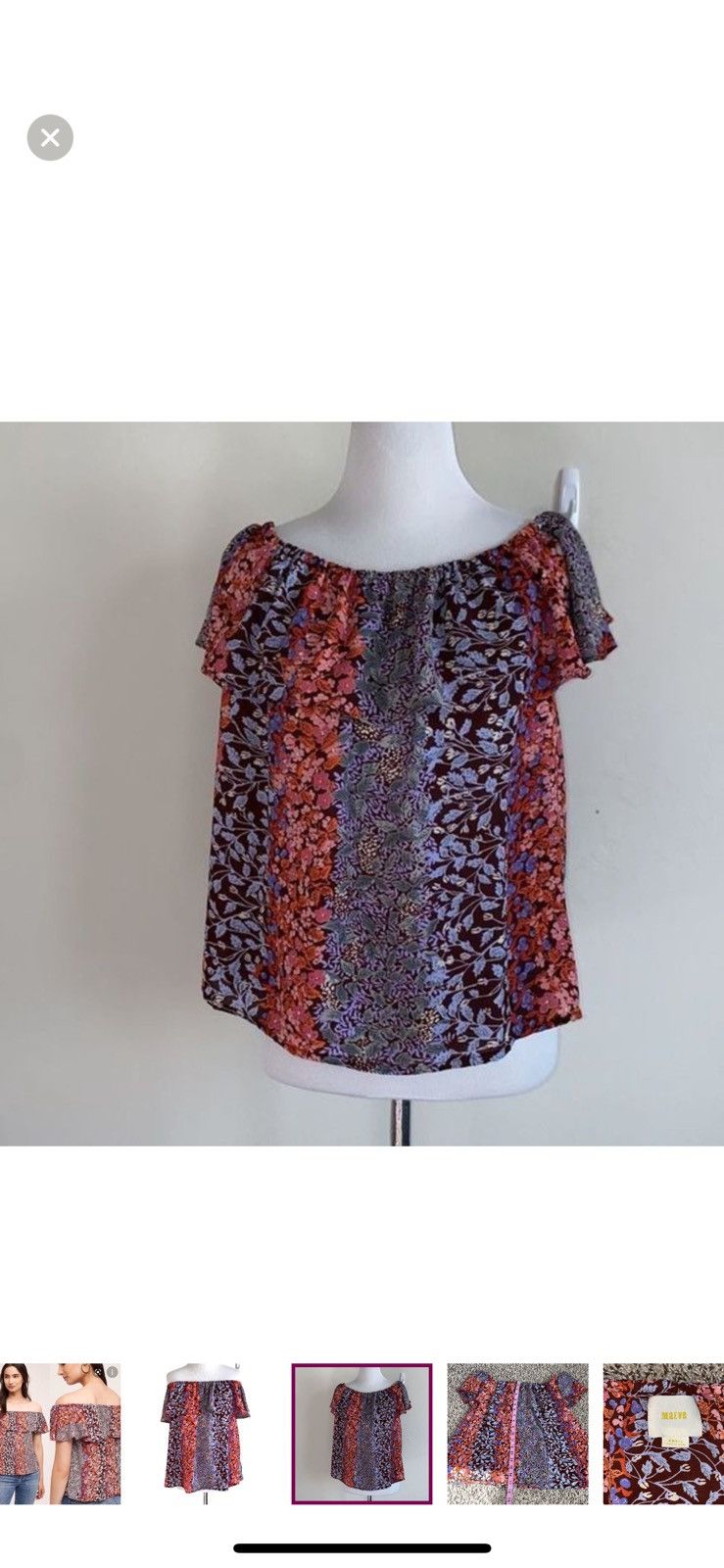 Anthropologie Anthropologie Maeve small vallita off shoulder blouse Size S / US 4 / IT 40 - 2 Thumbnail