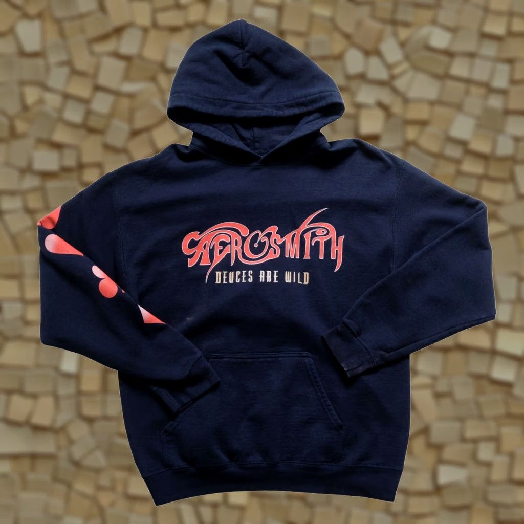 Aerosmith VINTAGE Aerosmith Hoodie Sweat Blue Shirt 90s Y2K Tour USA Mens M Size US M / EU 48-50 / 2 - 1 Thumbnail