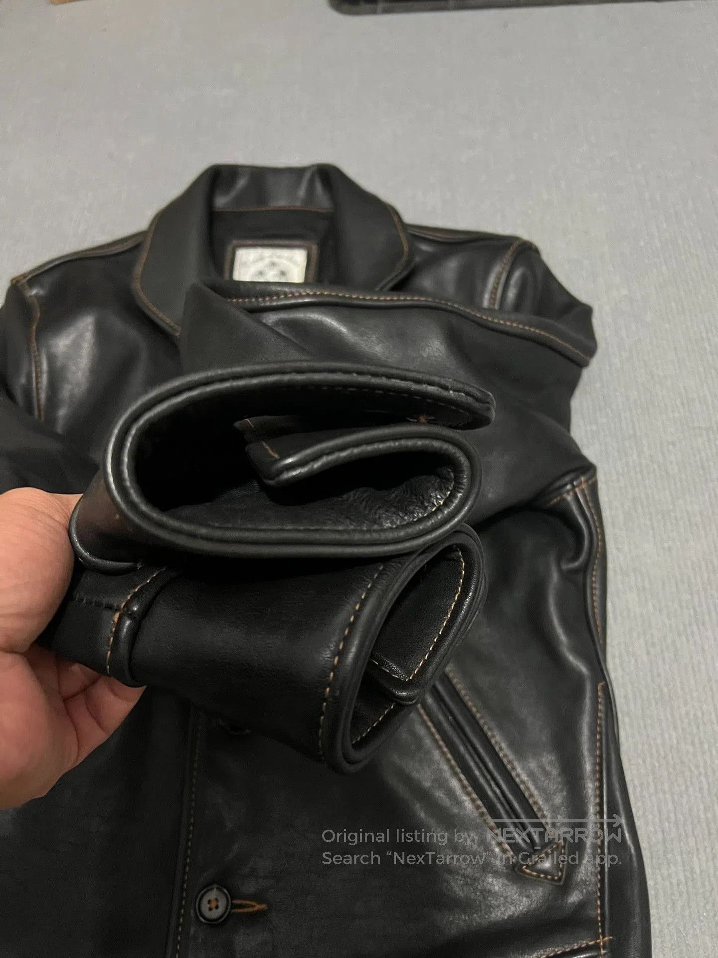 RRL Ralph Lauren Campus Cowhide Leather Biker Jacket. Size US L / EU 52-54 / 3 - 4 Thumbnail