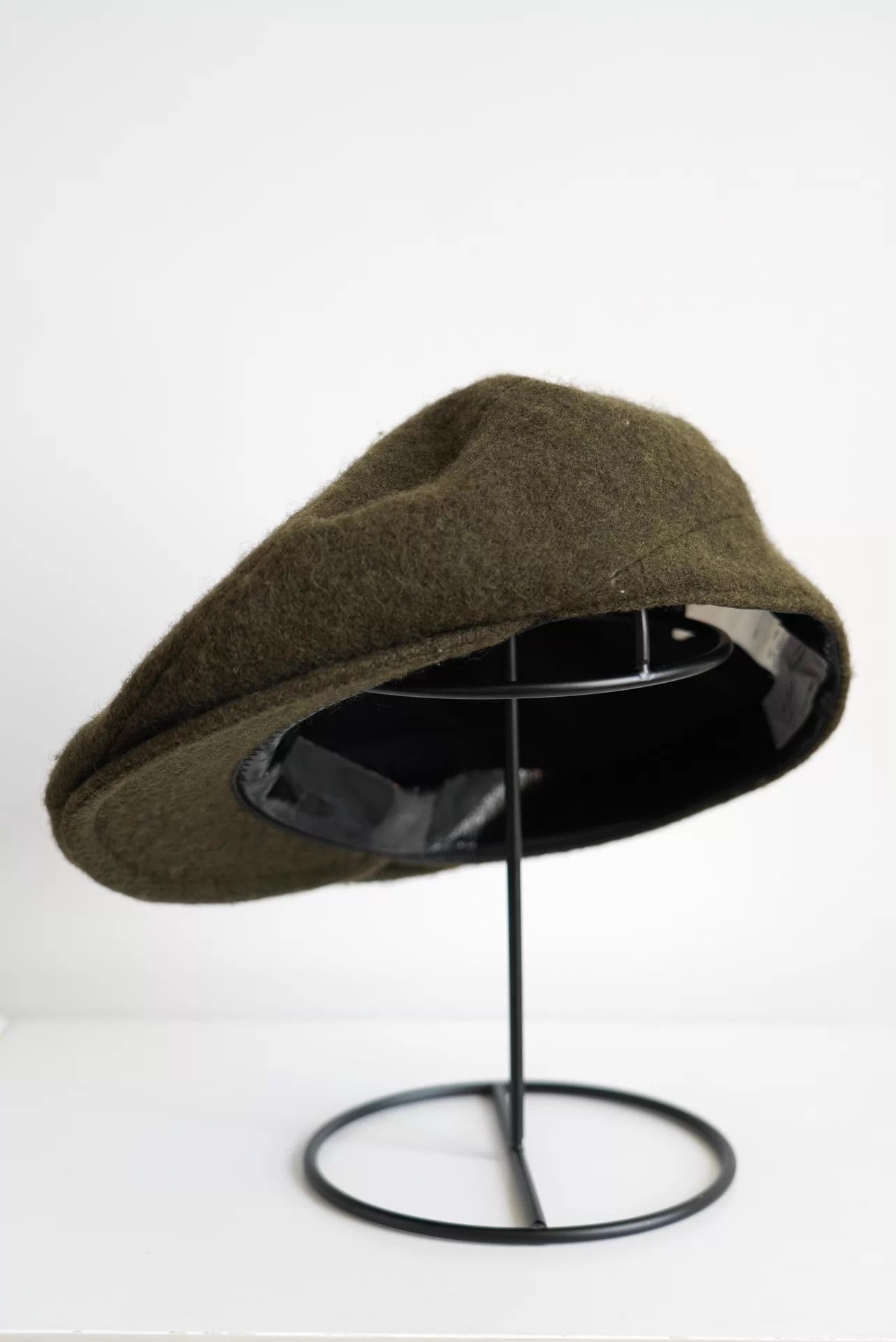 Yohji Yamamoto Yohji Yamamoto 03AW Army Green Leather Wool Beret Size ONE SIZE - 4 Thumbnail
