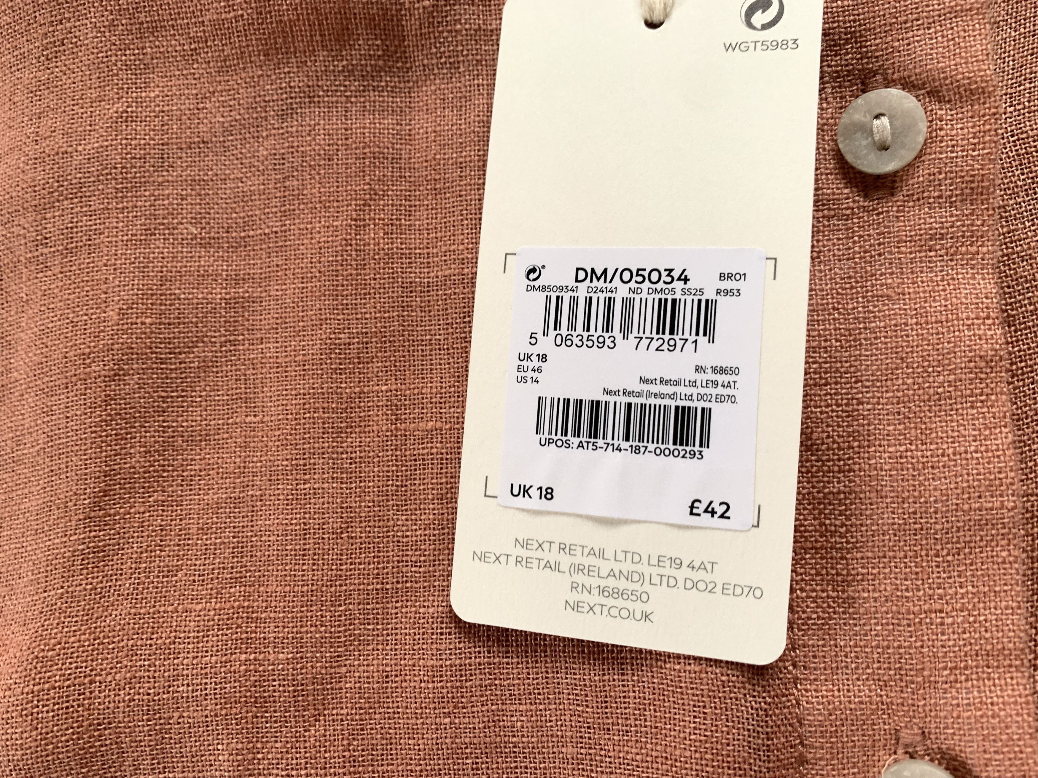 NEXT Men`s Next Linen Shirt Size US L / EU 52-54 / 3 - 6 Thumbnail