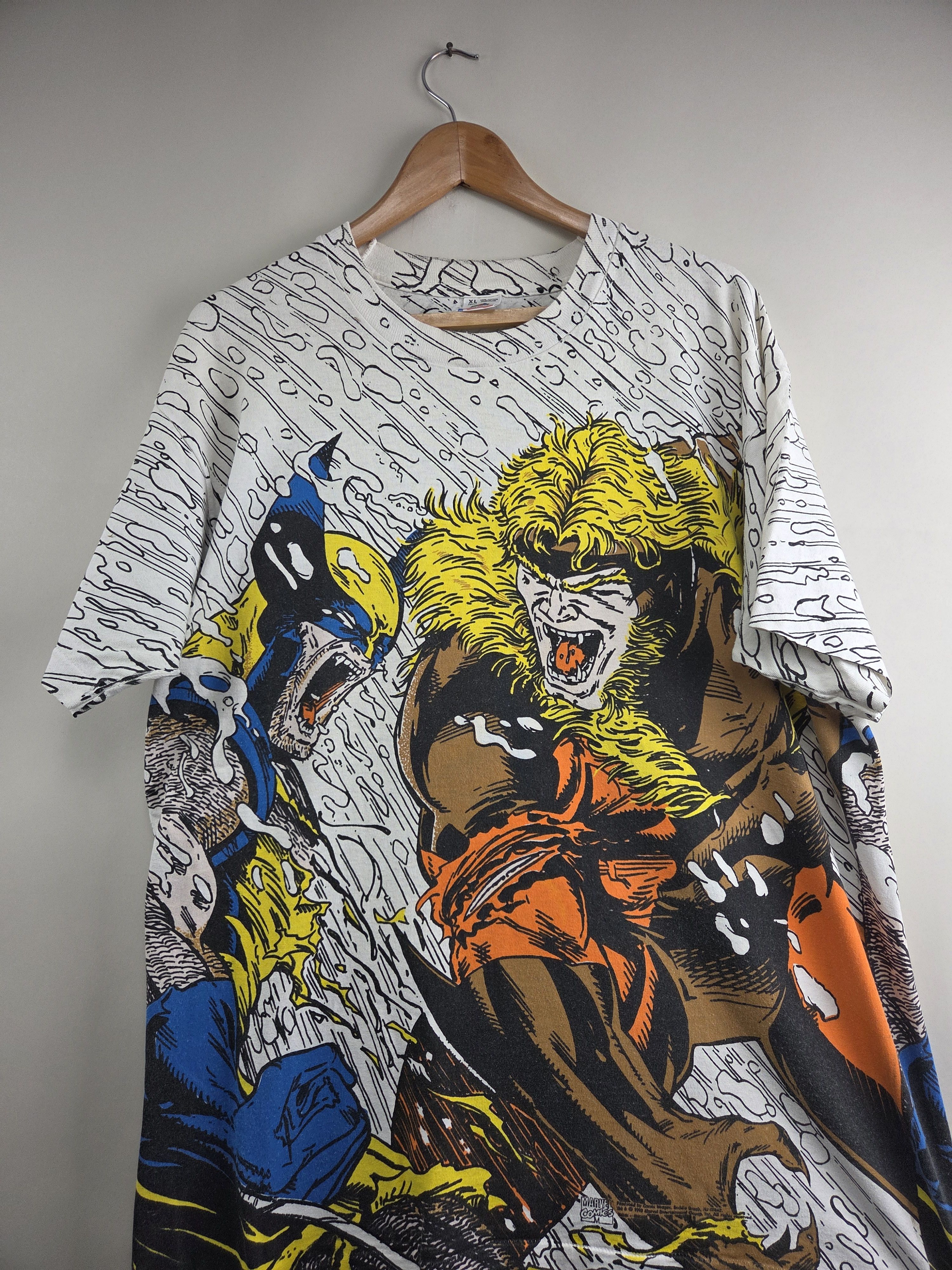 Marvel Comics × Vintage 1993 Marvel Comics Wolverine vs Sabertooth Mega Print Size US XL / EU 56 / 4 - 2 Thumbnail