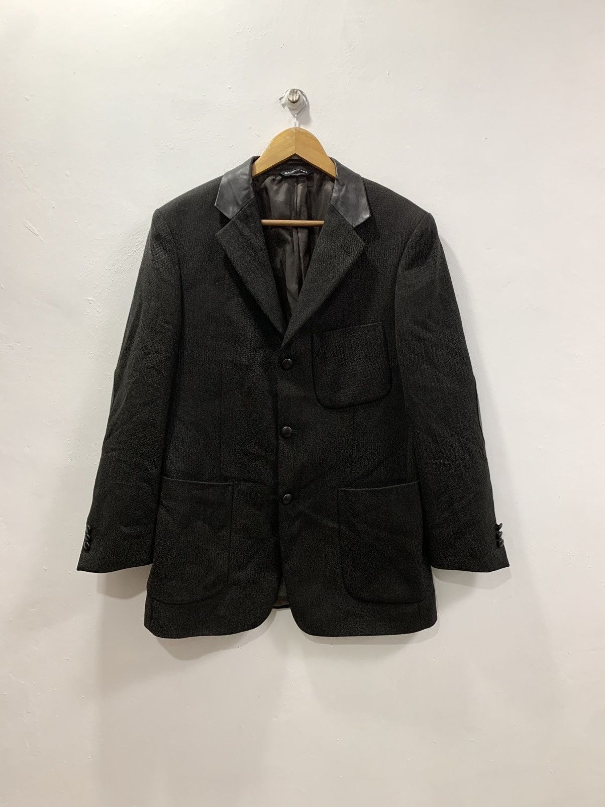 Balenciaga BALENCIAGA LEATHER ELBOW PATCH & HALF COLLAR WOOL BLAZER Size 50R - 1 Thumbnail