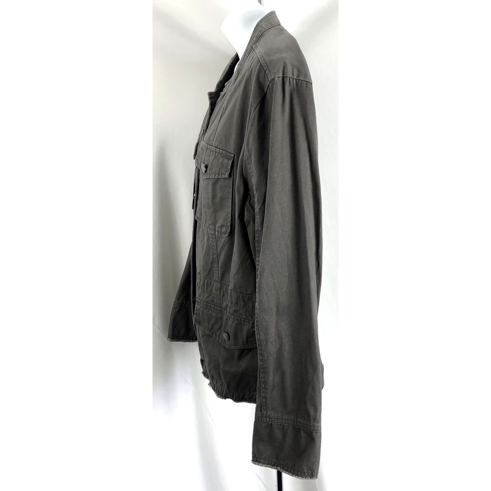 Vintage Maurices Retro Distressed Jacket Gray ButtonUp Fringe Hem 90s Grunge Moto Utility Y2K Jacket Women's L Gray Fringe Size L / US 10 / IT 46 - 2 Thumbnail