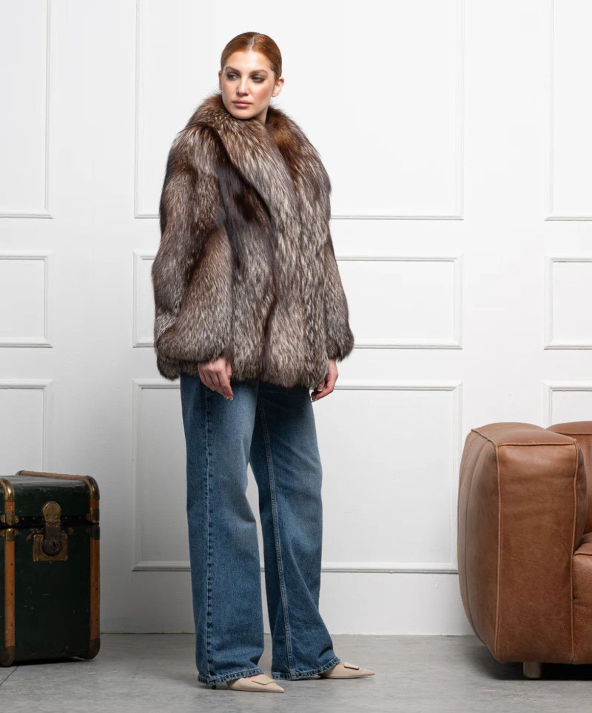Other Women’s ‘Brown’ Silver Fox Fur Coat Size L / US 10 / IT 46 - 3 Thumbnail