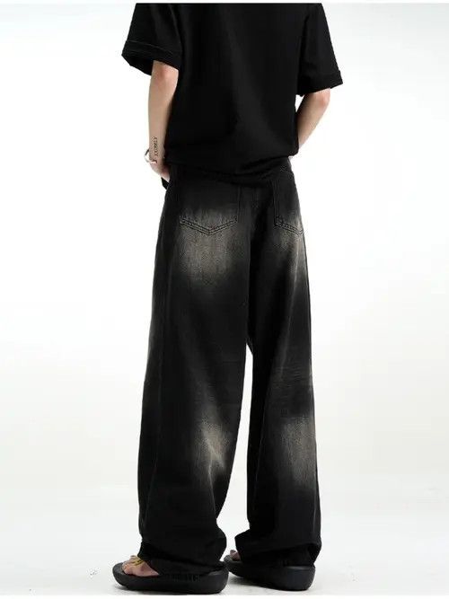 Japanese Brand Vintage High Street Black Straight Leg Wide Jeans Size US 34 / EU 50 - 8 Thumbnail
