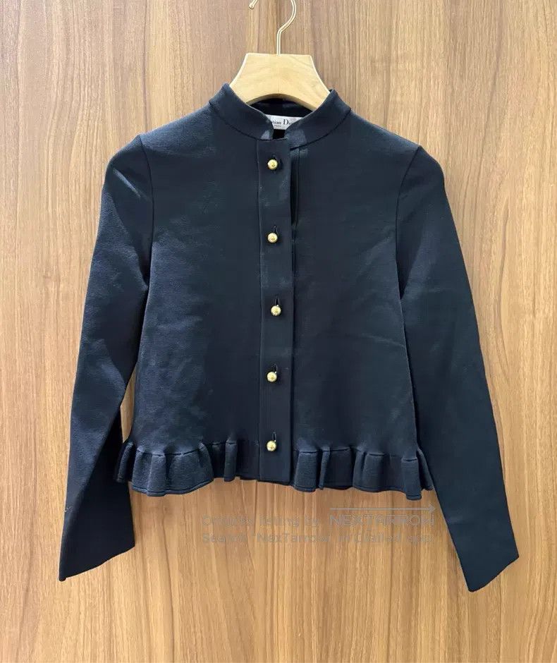 Dior Dior Black ruffled gold buckle coat Size XXS / US 00 / IT 34 - 1 Thumbnail