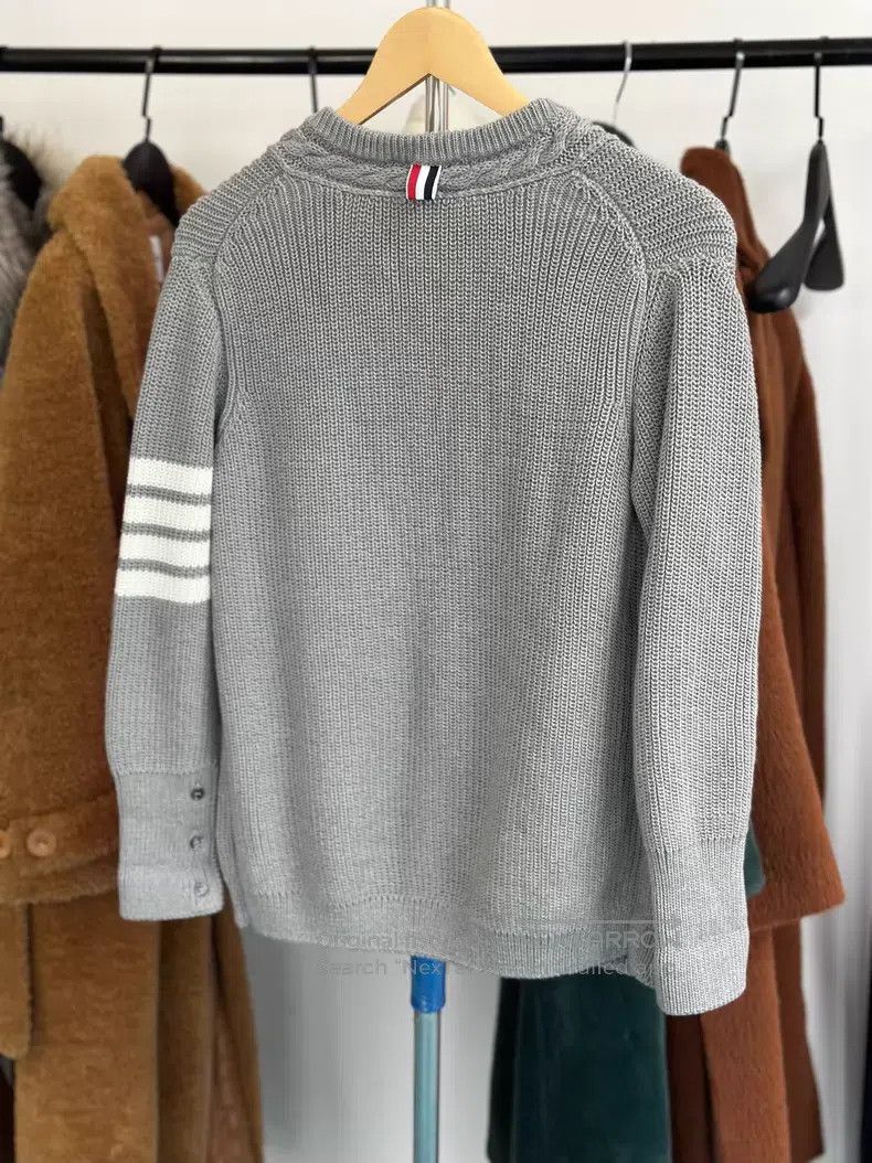 Thom Browne Thom Browne Grey Classic Four Stripe Knit Cardigan Size XS / US 0-2 / IT 36-38 - 4 Thumbnail