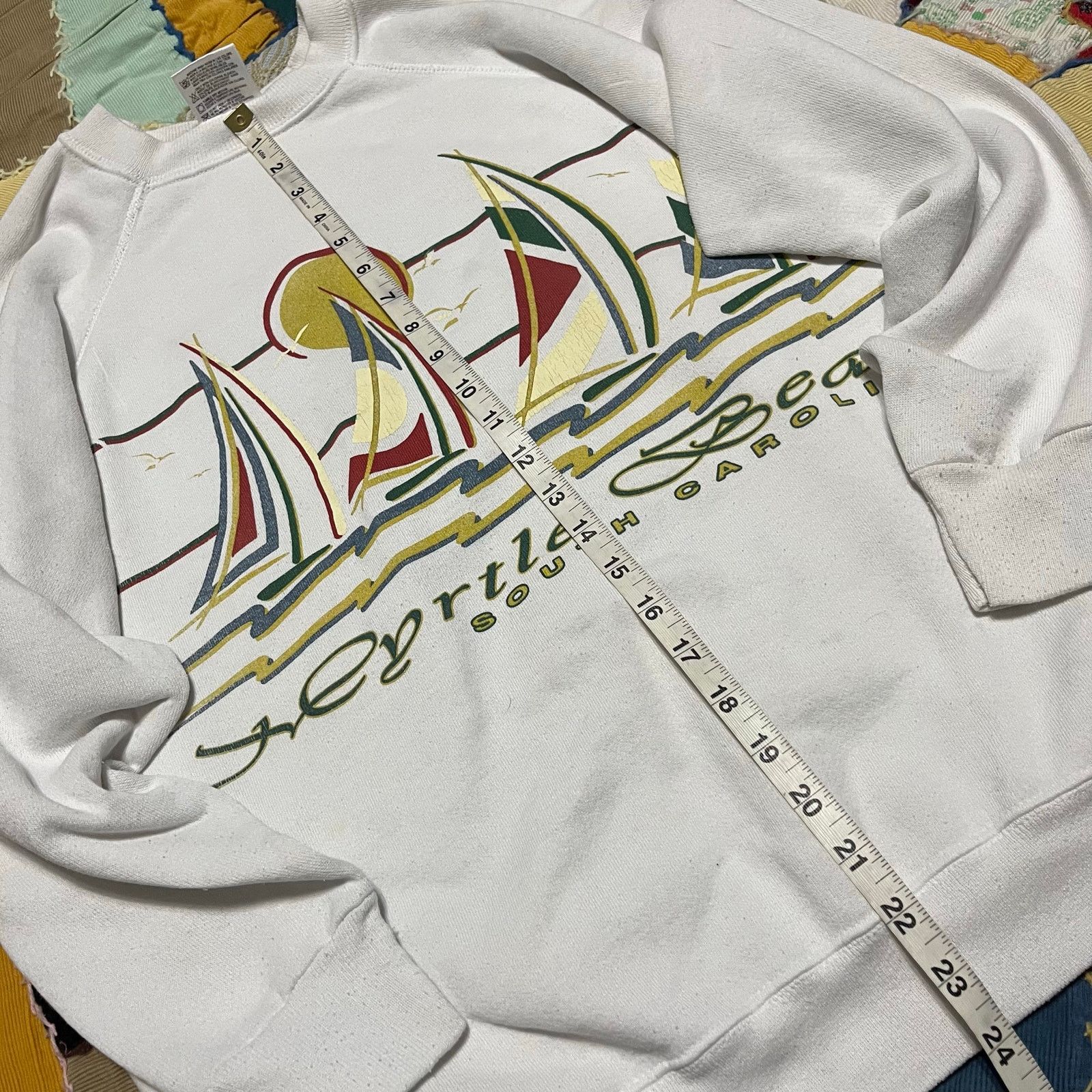 Hanes Vintage Myrtle Beach Double Sided White Crewneck Large / XL Size US L / EU 52-54 / 3 - 4 Thumbnail