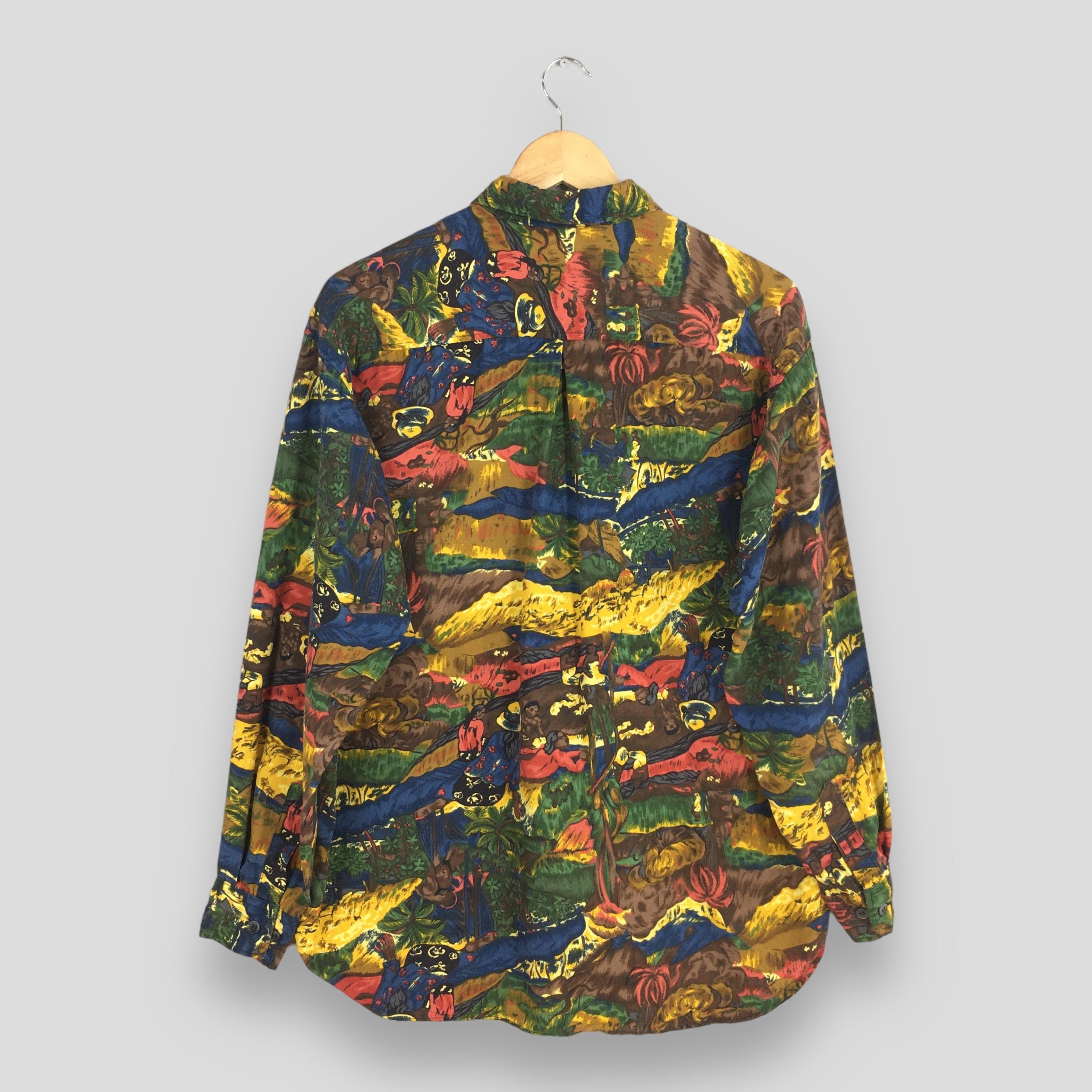 Japanese Brand 1970s Saburoku Japan Funky Abstract Jungle People Shirt M Size US M / EU 48-50 / 2 - 7 Thumbnail