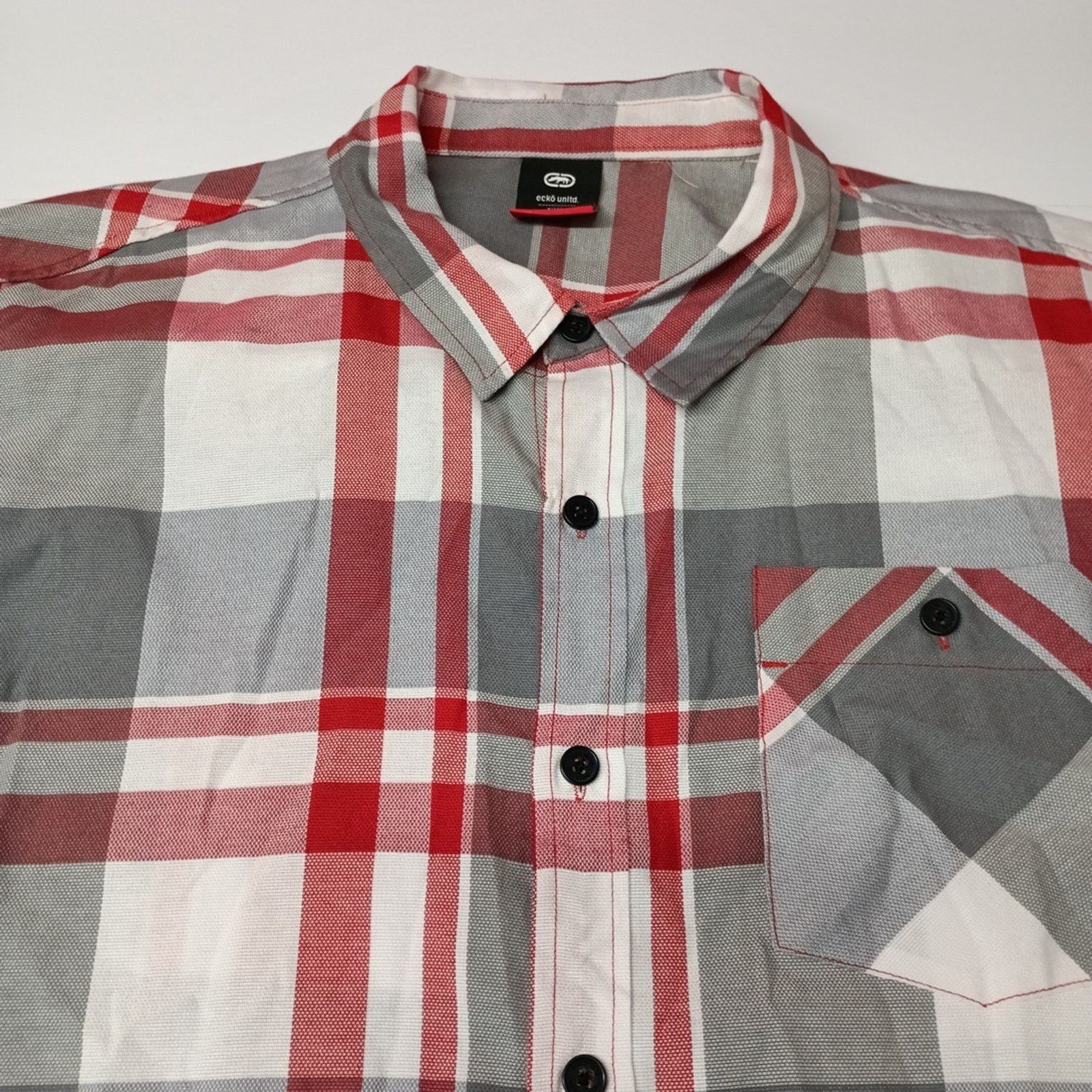 Ecko Unltd. Ecko Unltd Shirt Men's 5XB Pocket Button Red Gray Plaid NWT Size US XXL / EU 58 / 5 - 2 Thumbnail