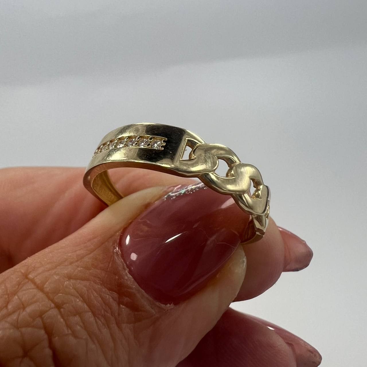 Other New 14K Solid Gold Ring 1.6g – Chain Link and Stone Band Size ONE SIZE - 7 Thumbnail