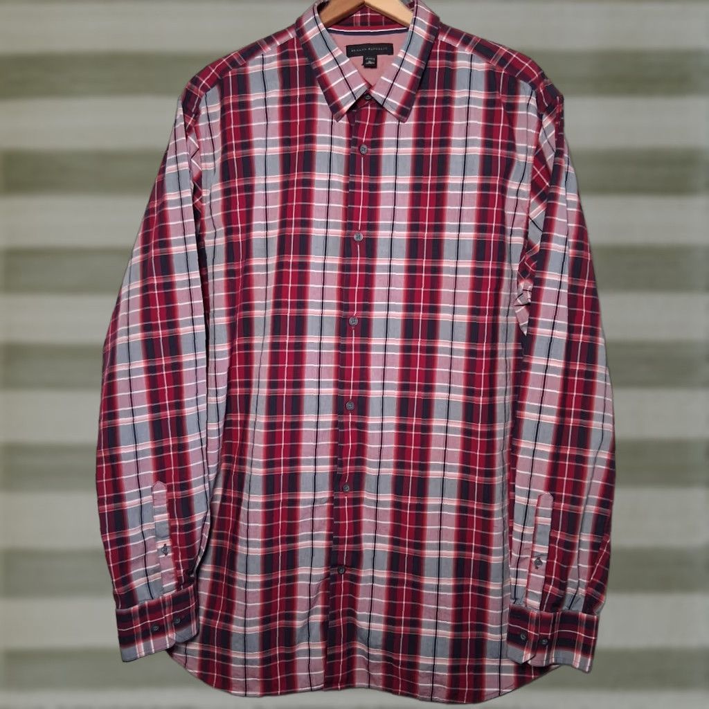 Banana Republic Banana Republic Shirt Men XL Red Plaid Button-Up Long Sleeve Collared Shirt, Button Front, Cotton Blend, Preppy, Office Wear, Business Casual Size US XL / EU 56 / 4 - 1 Thumbnail
