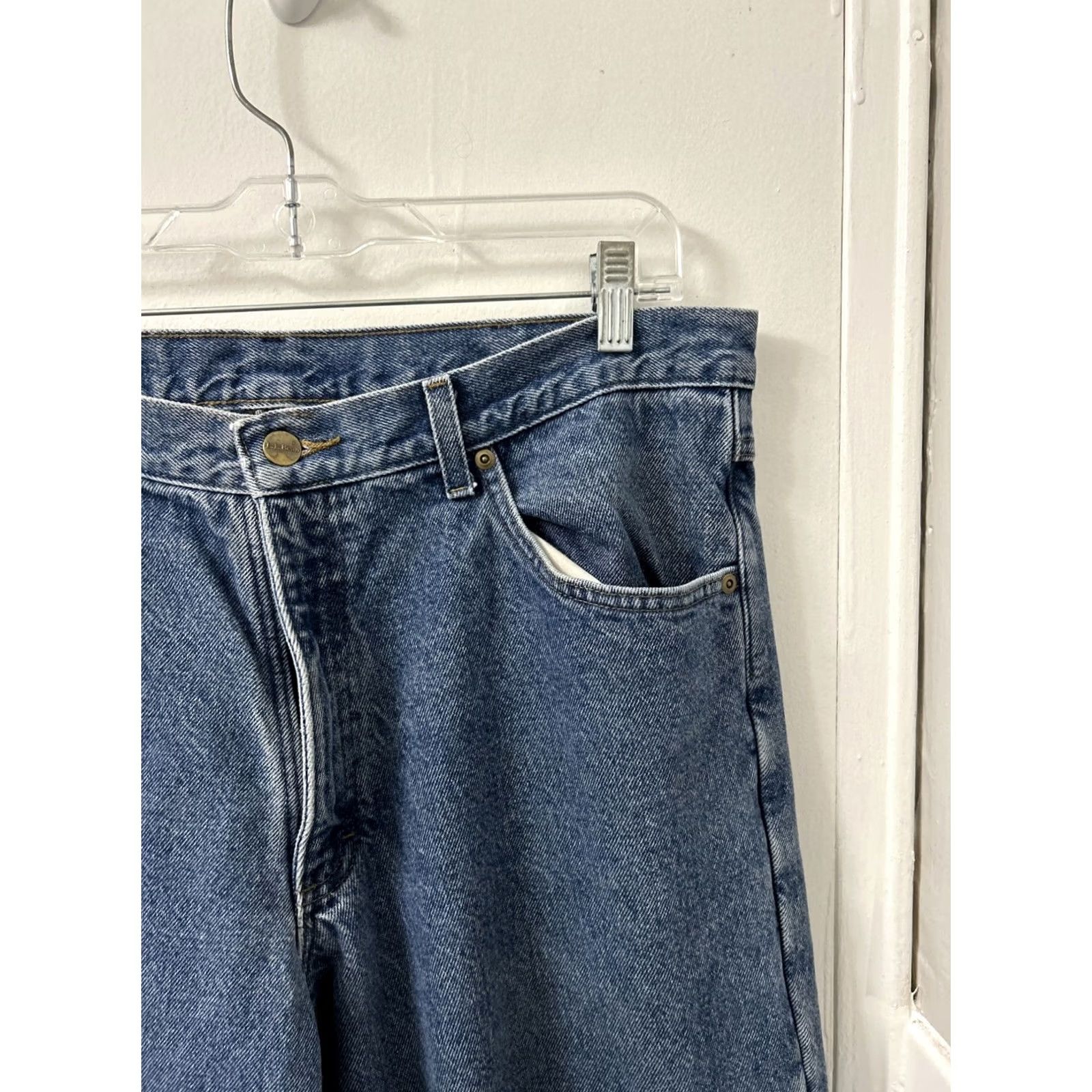 Vintage L.L. Bean Double L Jeans Mens 36x30 Blue Plaid Lined Denim Classic Fit Pockets YKK Front Flat Front Regular Pants Men Size US 36 / EU 52 - 6 Thumbnail