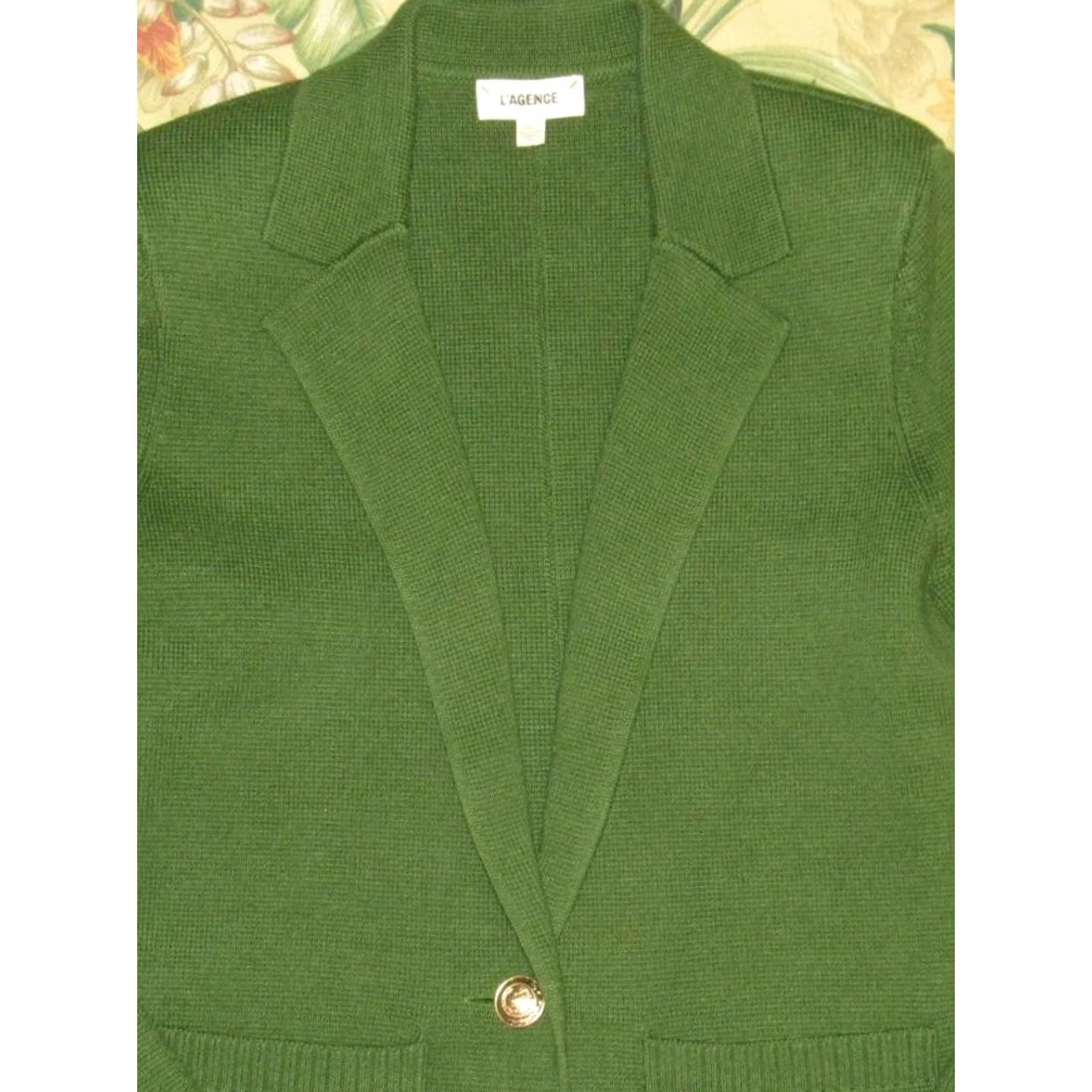 L'AGENCE L'AGENCE Green Lacey Blazer XS Knit 2 Pocket Single Breasted Jacket Women XS Green Blazer Wool? Size XS / US 0-2 / IT 36-38 - 2 Thumbnail