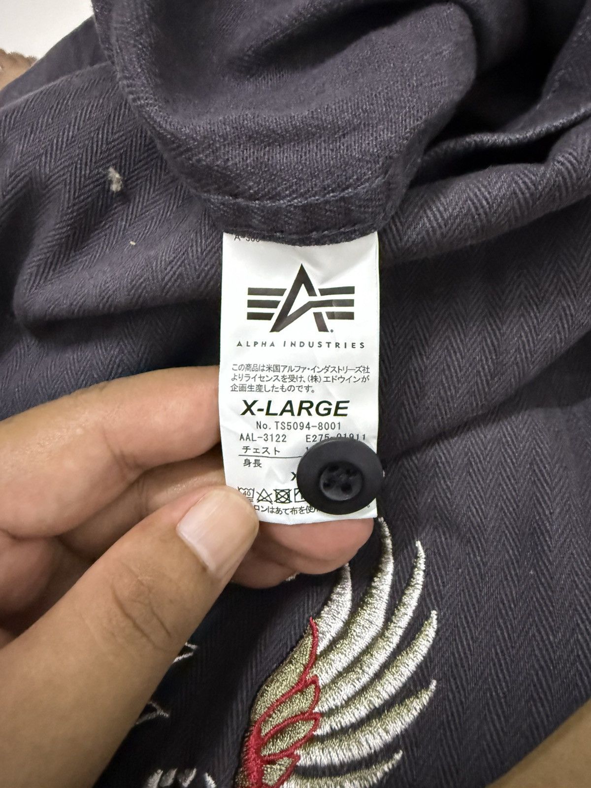 Alpha Industries ALPHA SHIRT HERRINGBONE EMBROIDERED JAPAN MAP SUKAJAN DESIGN Size US XL / EU 56 / 4 - 7 Thumbnail
