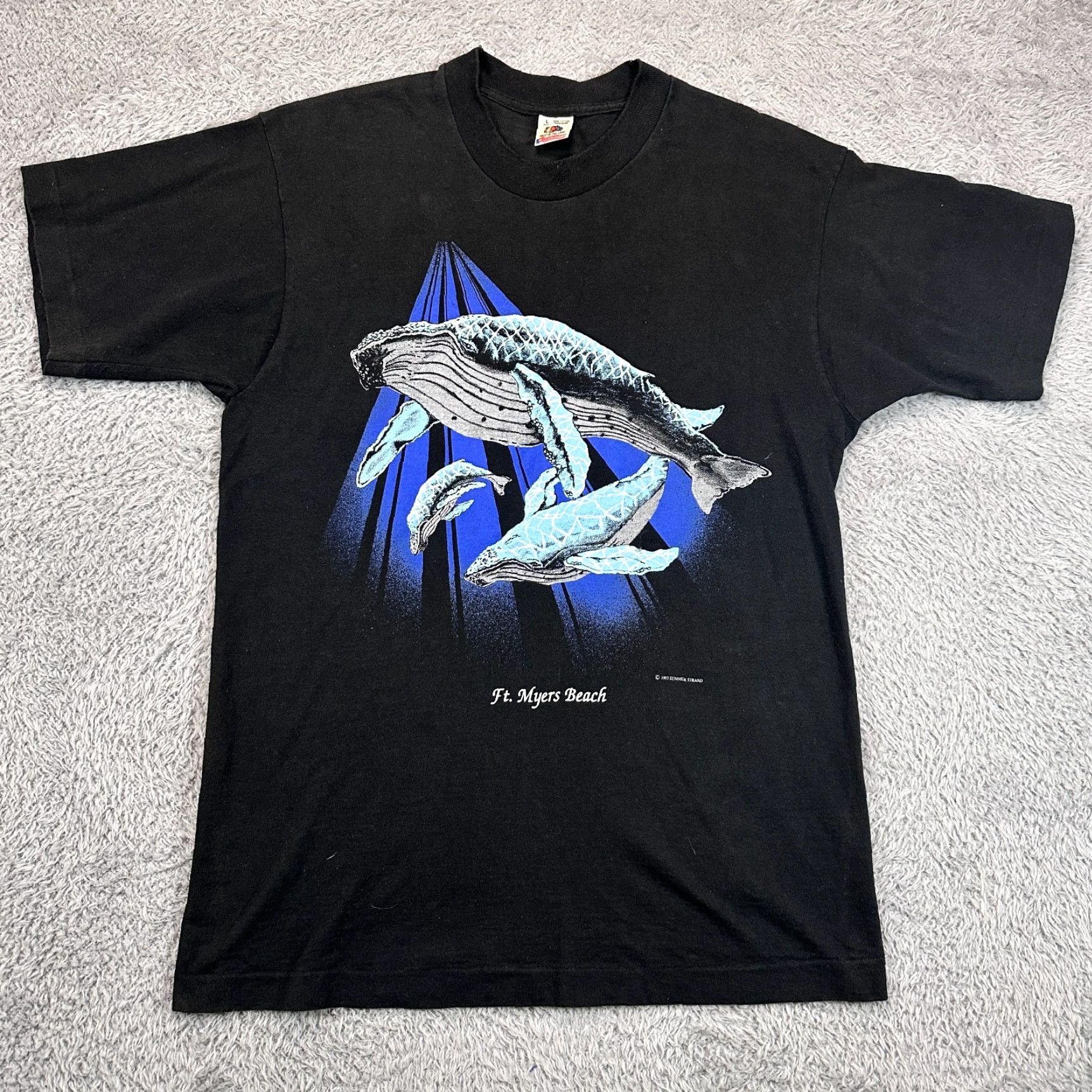 Fruit Of The Loom VINTAGE Fruit of the Loom T-Shirt Mens XL Black 90s Whales Nature USA Made Graphic Print Crew Neck Short Sleeve - 90s, Animals, Nature Size US XL / EU 56 / 4 - 2 Thumbnail