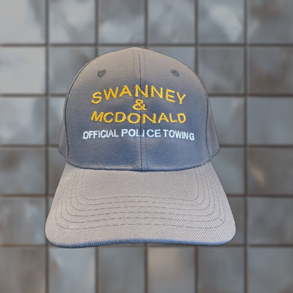 Vintage Police Towing Hat Adult One Size Gray Snapback Twill Logo Swanney McDonald Cops Size ONE SIZE - 1 Thumbnail