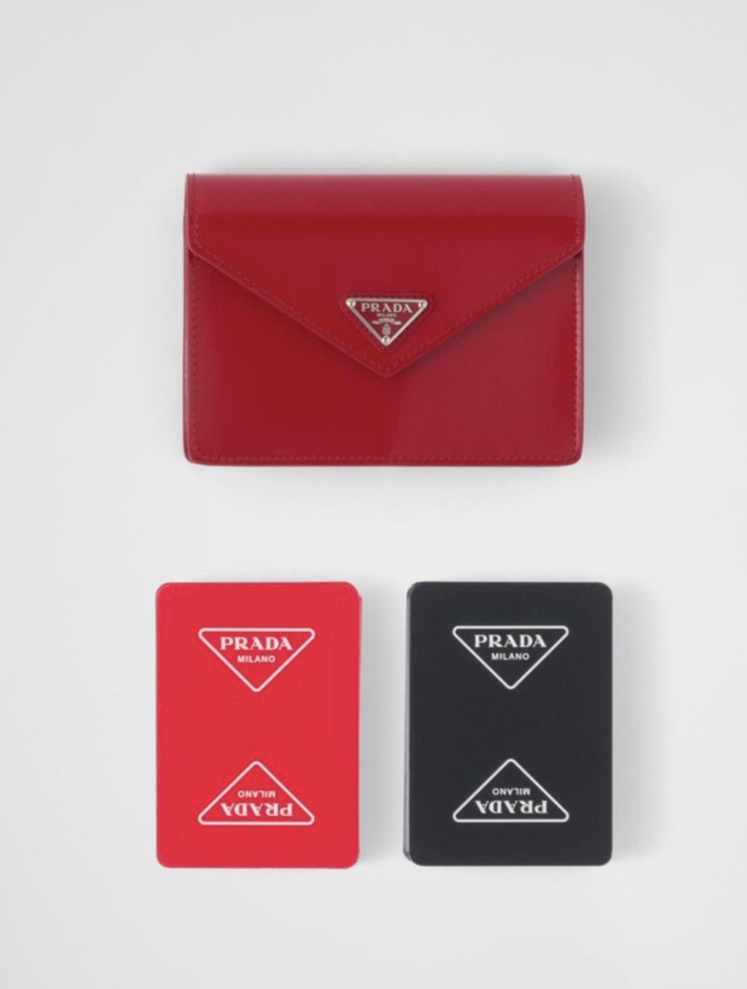 image of Prada Playing Cards Poker With Leather Case in Red, Men's