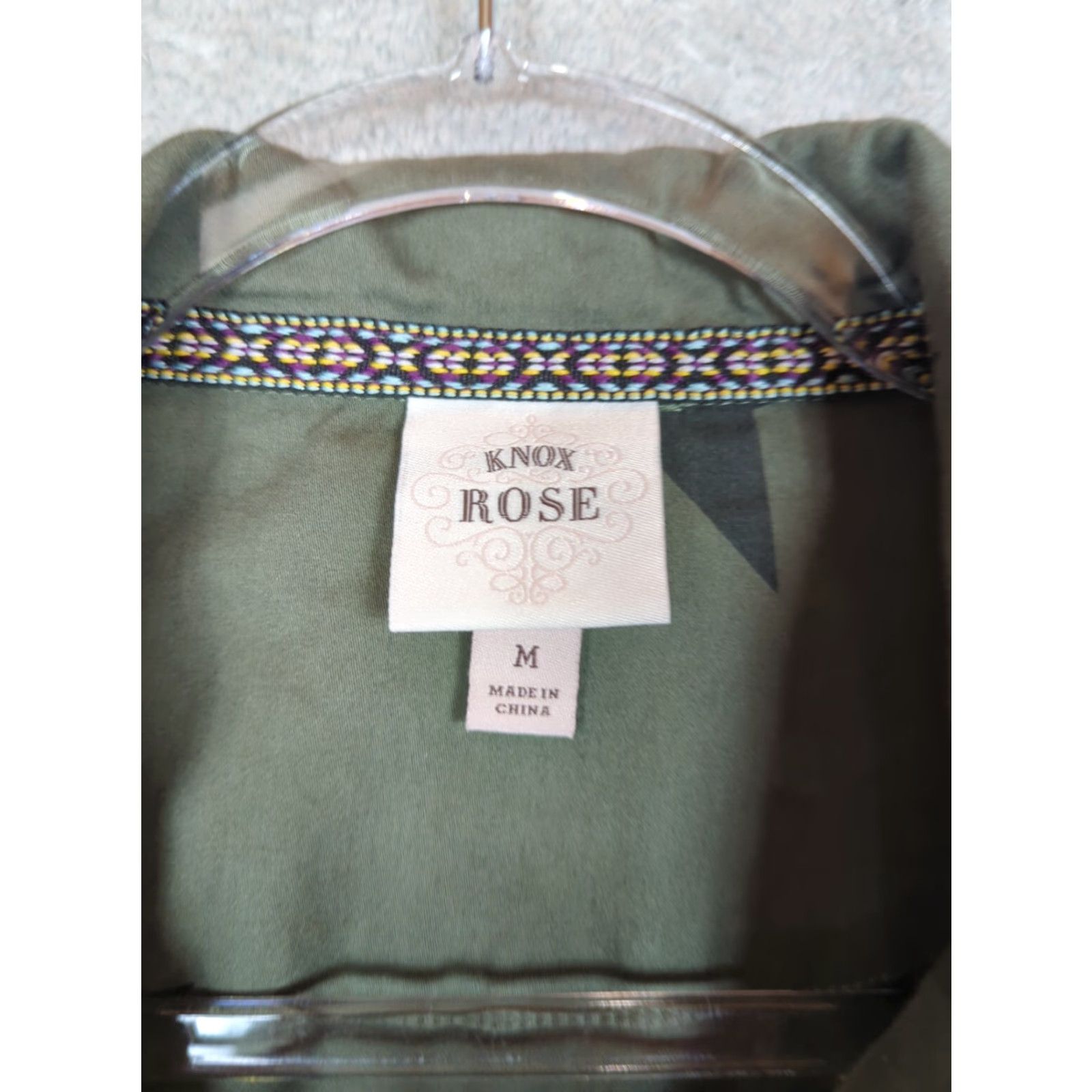 Vintage Knox Rose Jacket Women’s M Army Green Black Stars Allover Print Long Sleeve Cotton Twill Button Closure Casual Size M / US 6-8 / IT 42-44 - 2 Thumbnail