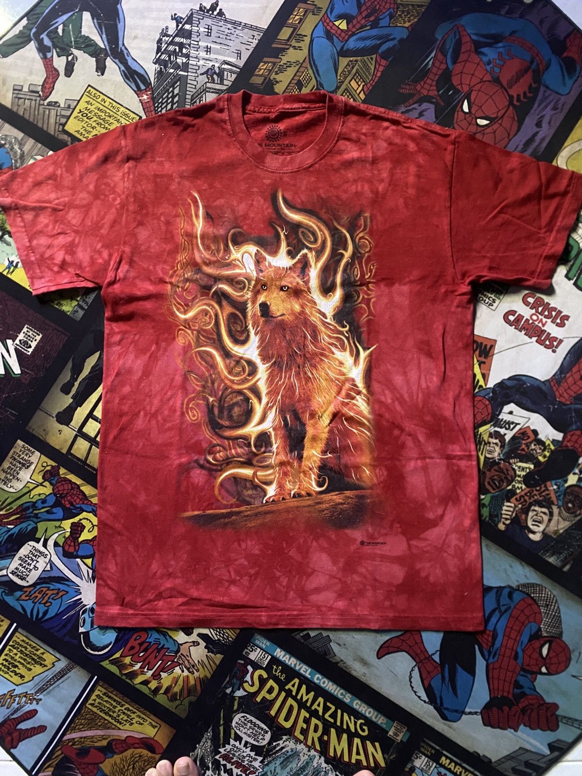 The Mountain The Mountain Wolf Graphic Y2k Flames Red Tie-Dye Size US M / EU 48-50 / 2 - 1 Thumbnail