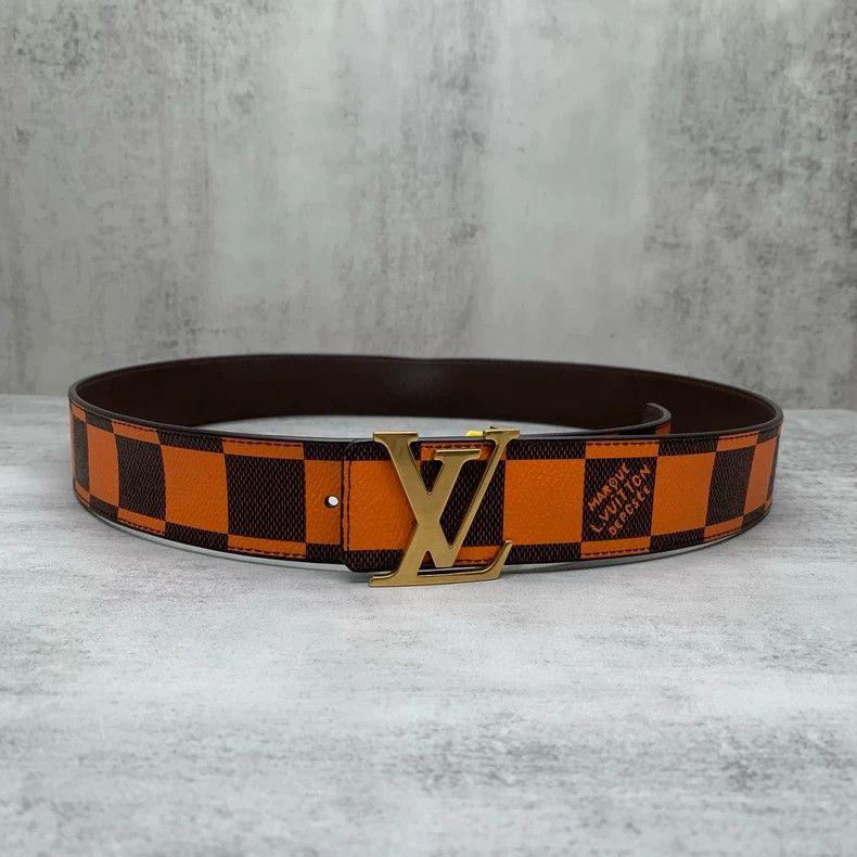 Louis Vuitton Louis Vuitton Orange Checker Belt Size ONE SIZE - 4 Thumbnail