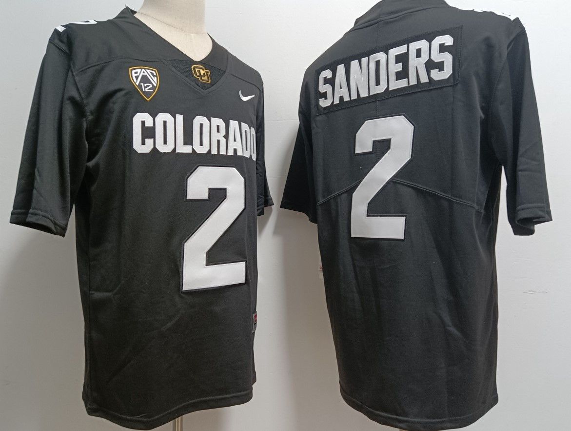 Men's Buffaloes 2 Shedeur Sanders Black Jersey