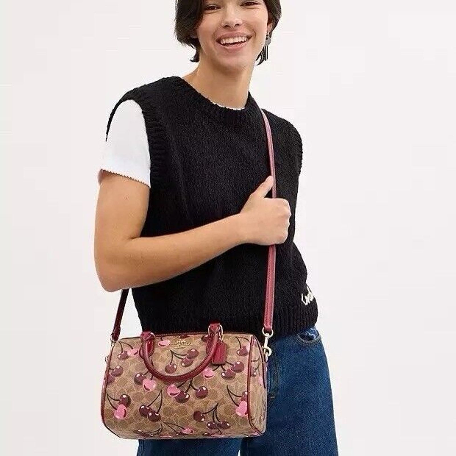 Coach NWT COACH Rowan Satchel Bag In Signature Cherry Print CY692 Size ONE SIZE - 7 Thumbnail