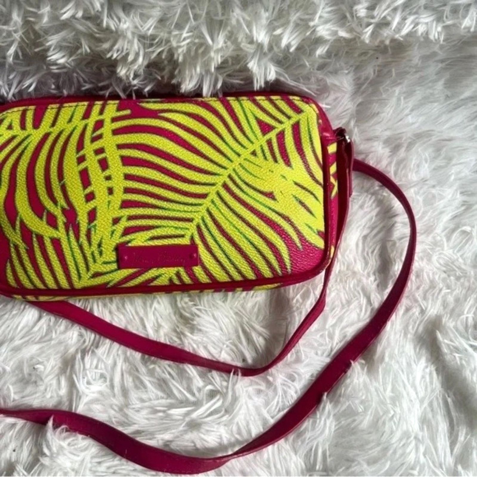 Vera Bradley Vera Bradley "Palm Fronds" Small Crossbody Bag - Bright Pink Size ONE SIZE - 7 Thumbnail