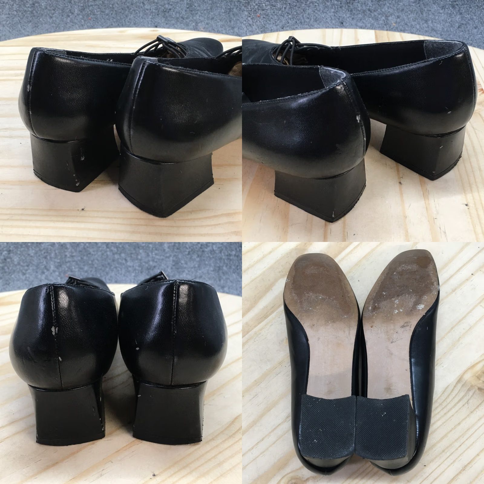 Vintage LifeStride Heels Womens 8.5 Pumps Black Faux Leather Slip On Block Casual Shoe Size US 9 / IT 39 - 8 Thumbnail