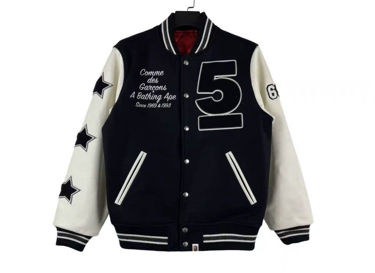 Comme des Garcons Black Varsity Jacket with Star and Number Design Size US M / EU 48-50 / 2 - 1 Thumbnail