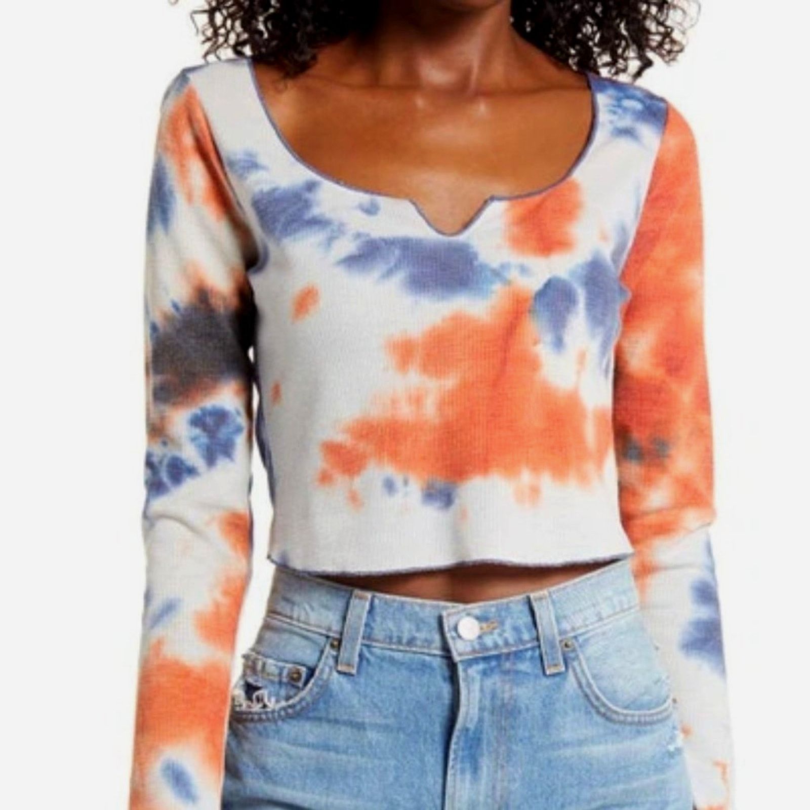 Other All in Favor Tie Dye Waffle Knit Crop Top Multi Color XL Size XL / US 12-14 / IT 48-50 - 3 Thumbnail