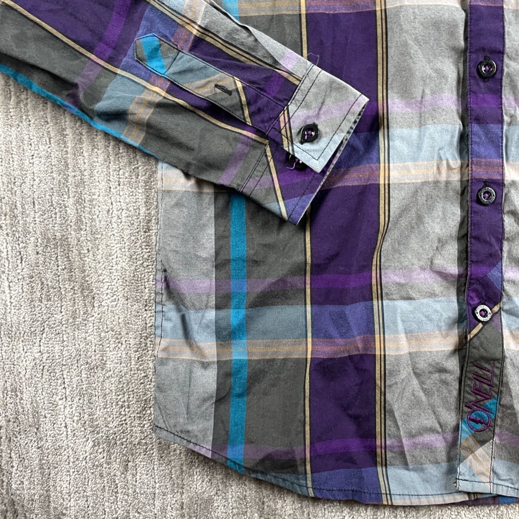 O'Neill O'Neill Shirt Mens Regular Button-Up Long Sleeve Plaid Purple M Adult Casual Size US M / EU 48-50 / 2 - 7 Thumbnail
