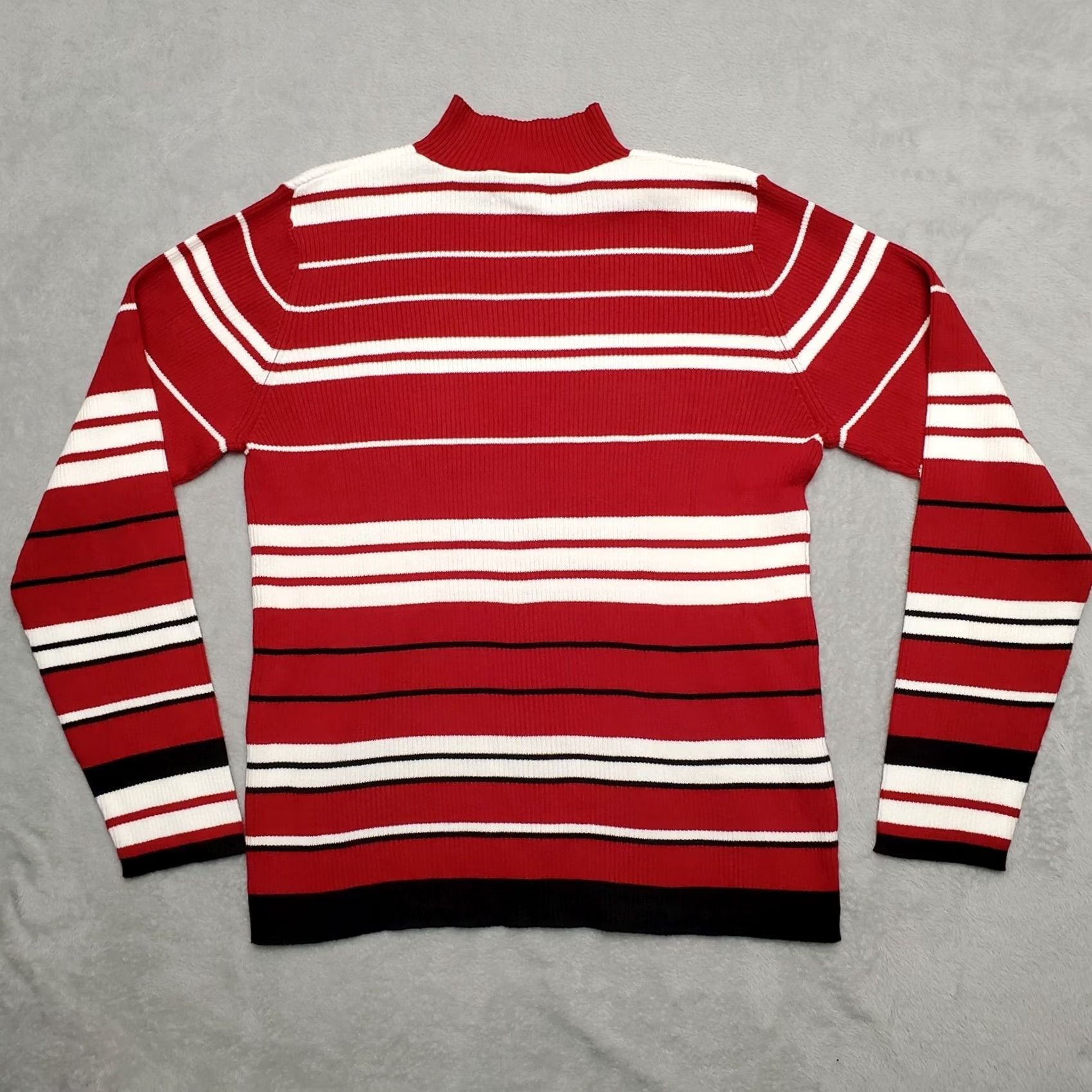 Charter Club VINTAGE Charter Club Sweater Women L Red White Black 100% Cotton Knit Casual Knit Style Pullover Long Sleeve Lightweight Knit - Charters Club? Size L / US 10 / IT 46 - 7 Thumbnail