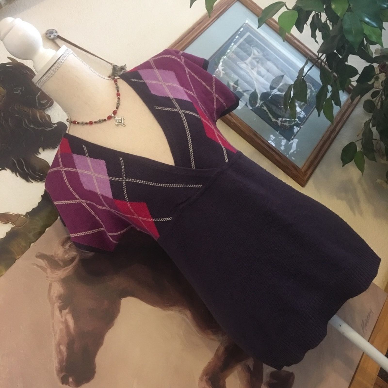 Other New York & Company purple argyle top XS Size XS / US 0-2 / IT 36-38 - 2 Thumbnail