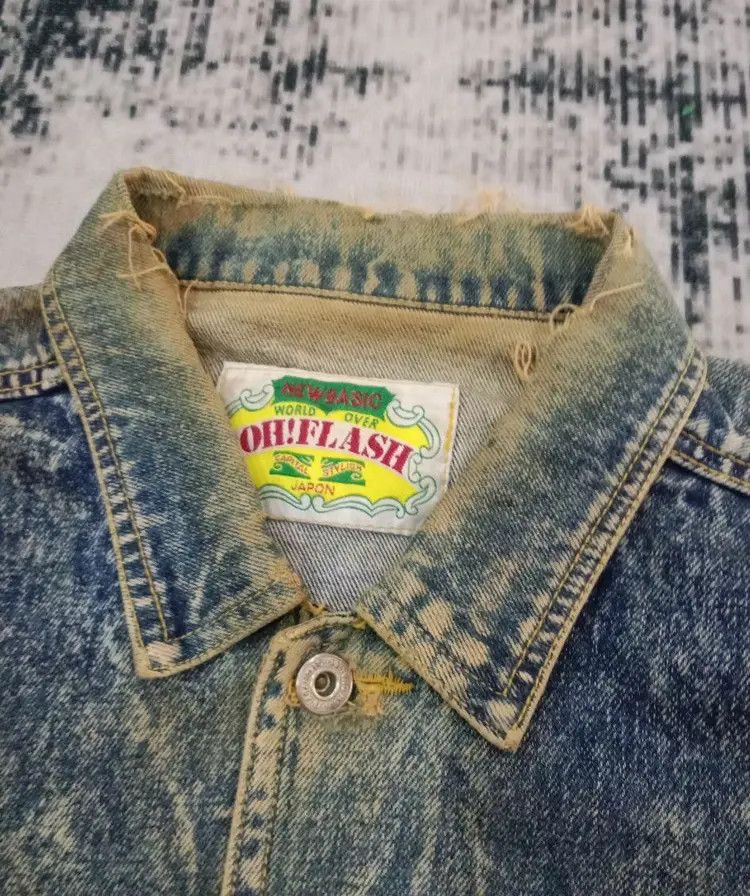 Japanese Brand Vintage OH! FLASH Faded Distressed Oeiflasi Denim Jacket Size US S / EU 44-46 / 1 - 5 Thumbnail