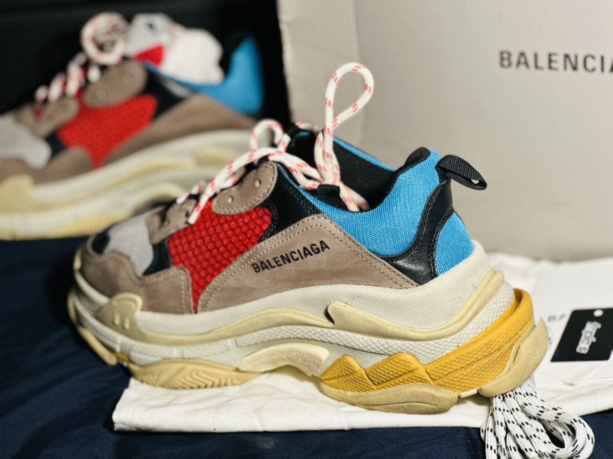 Balenciaga Balenciaga Triple S Grey Red Blue Size US 7 / EU 40 - 5 Thumbnail