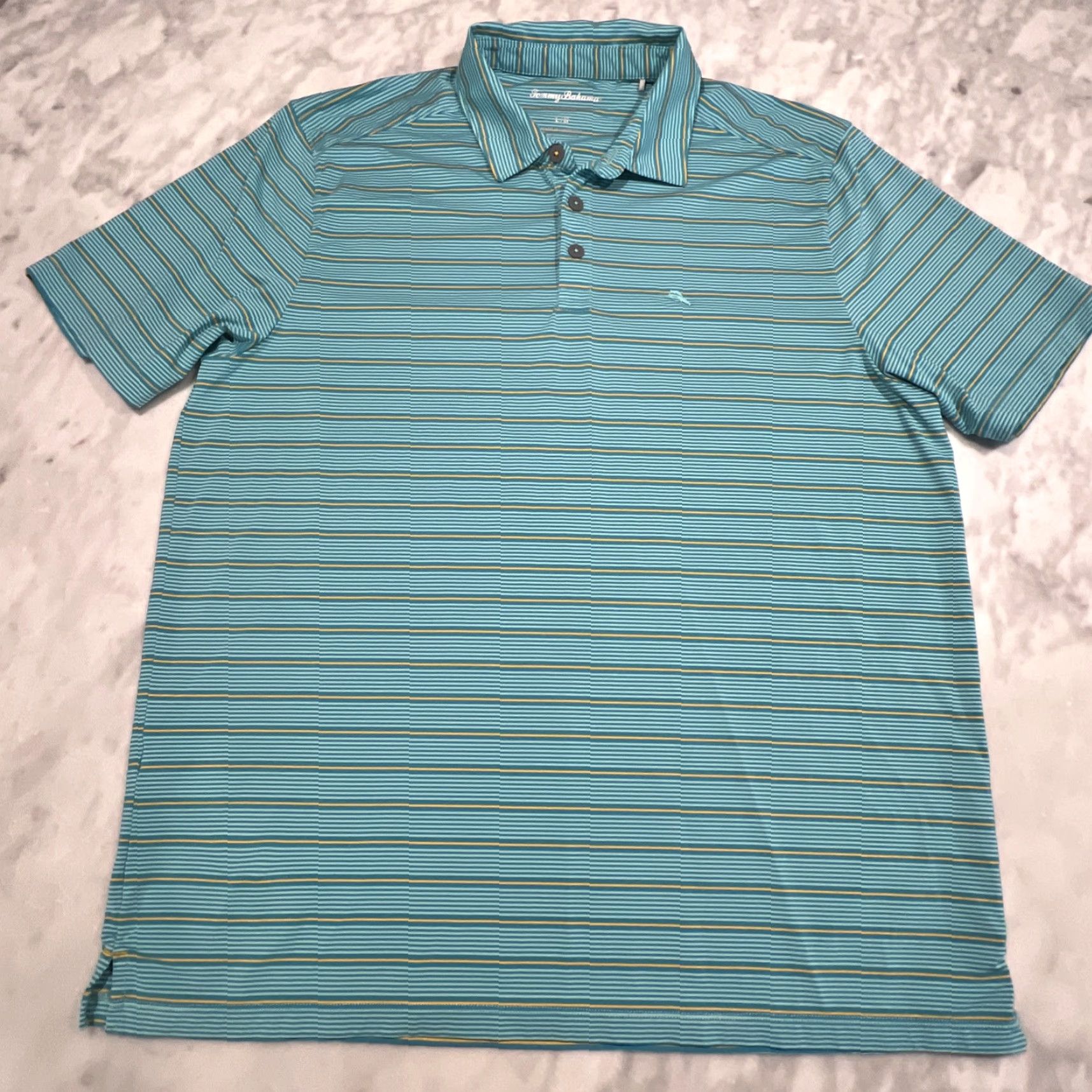 Tommy Bahama Tommy Bahama Shirt Mens Large Blue Striped Short Sleeve Light Island Zone Polo Size US L / EU 52-54 / 3 - 3 Thumbnail