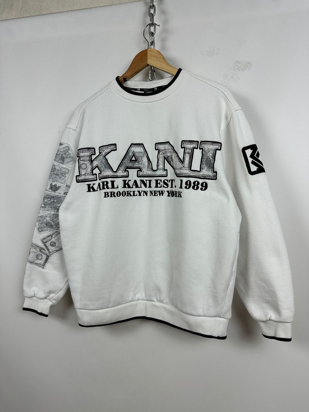 Karl Kani 90s Vintage Karl Kani Big Logo Dollar $ White Sweatshirt Size US S / EU 44-46 / 1 - 3 Thumbnail