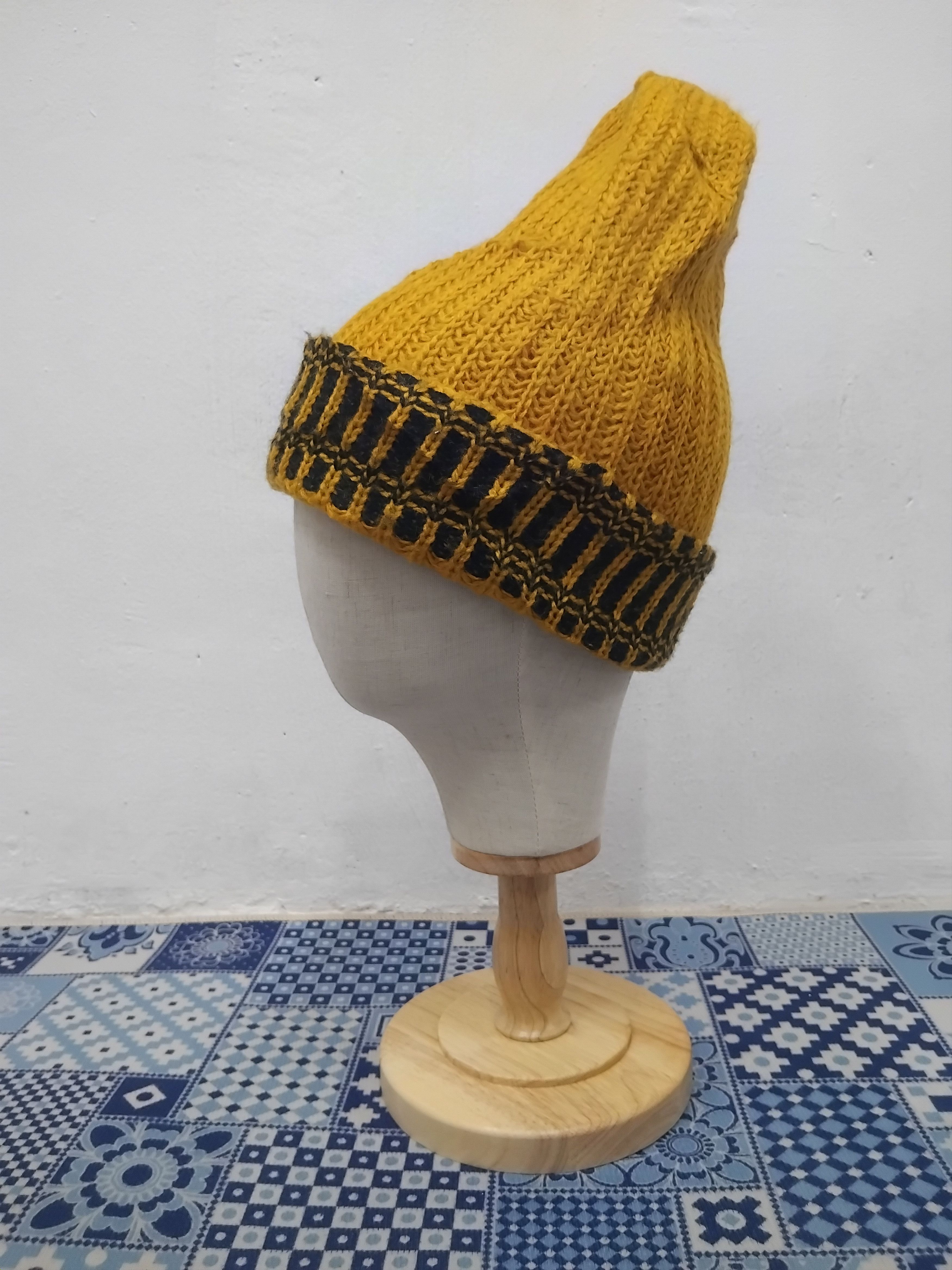 Japanese Brand Acrylic fibre yellow beanie Size ONE SIZE - 4 Thumbnail