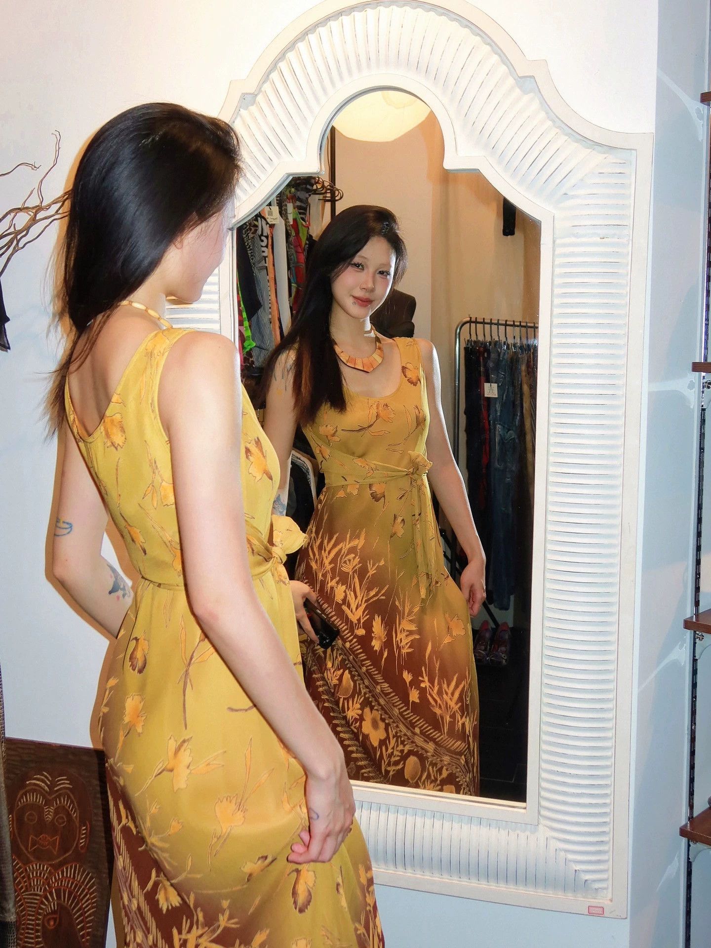 Vintage French Brand Vintage Silk Autumn Leaf Dress Size S Size S / US 4 / IT 40 - 4 Thumbnail